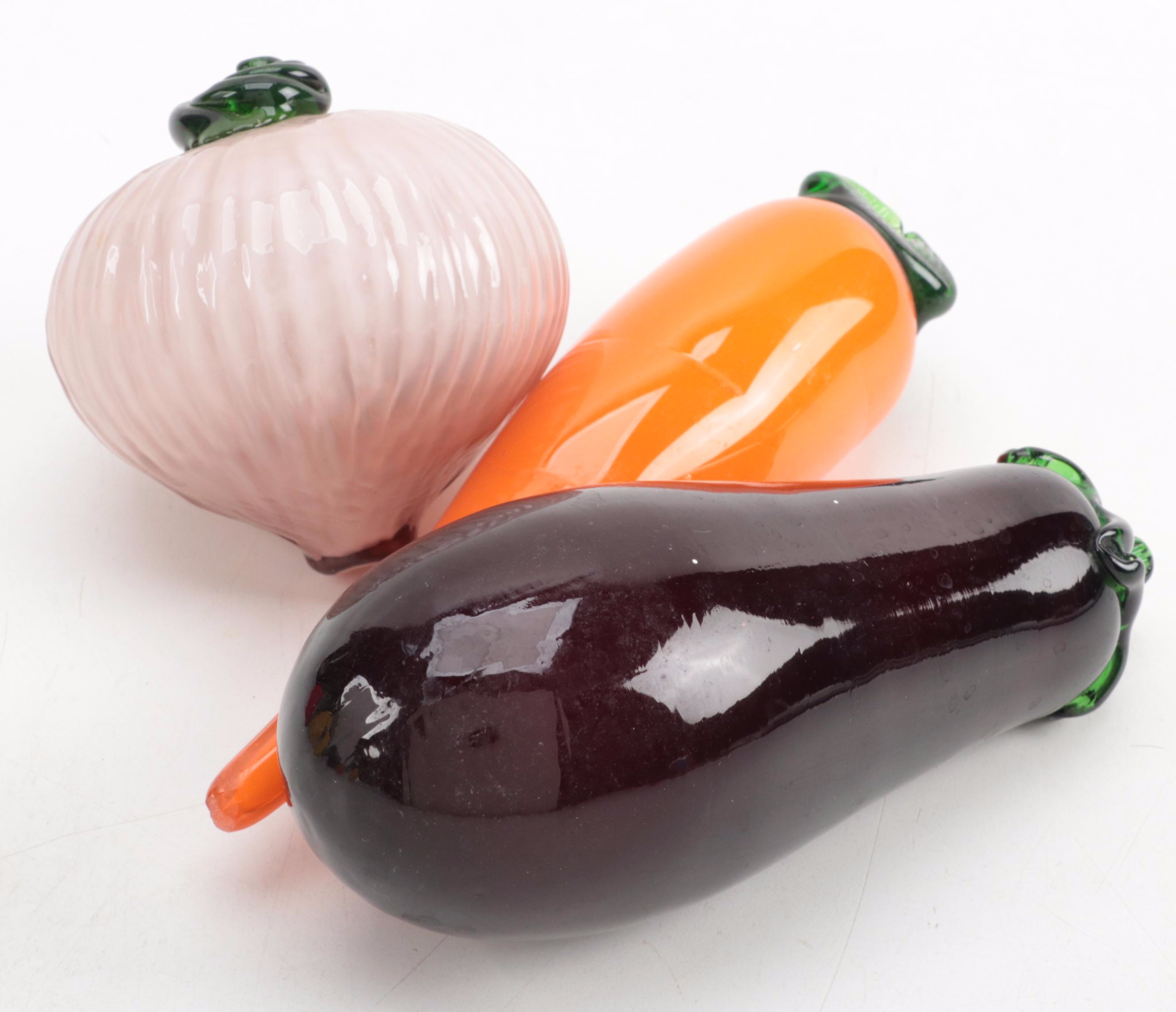 Murano Style Art Glass Fruit and Vegetable Figurines