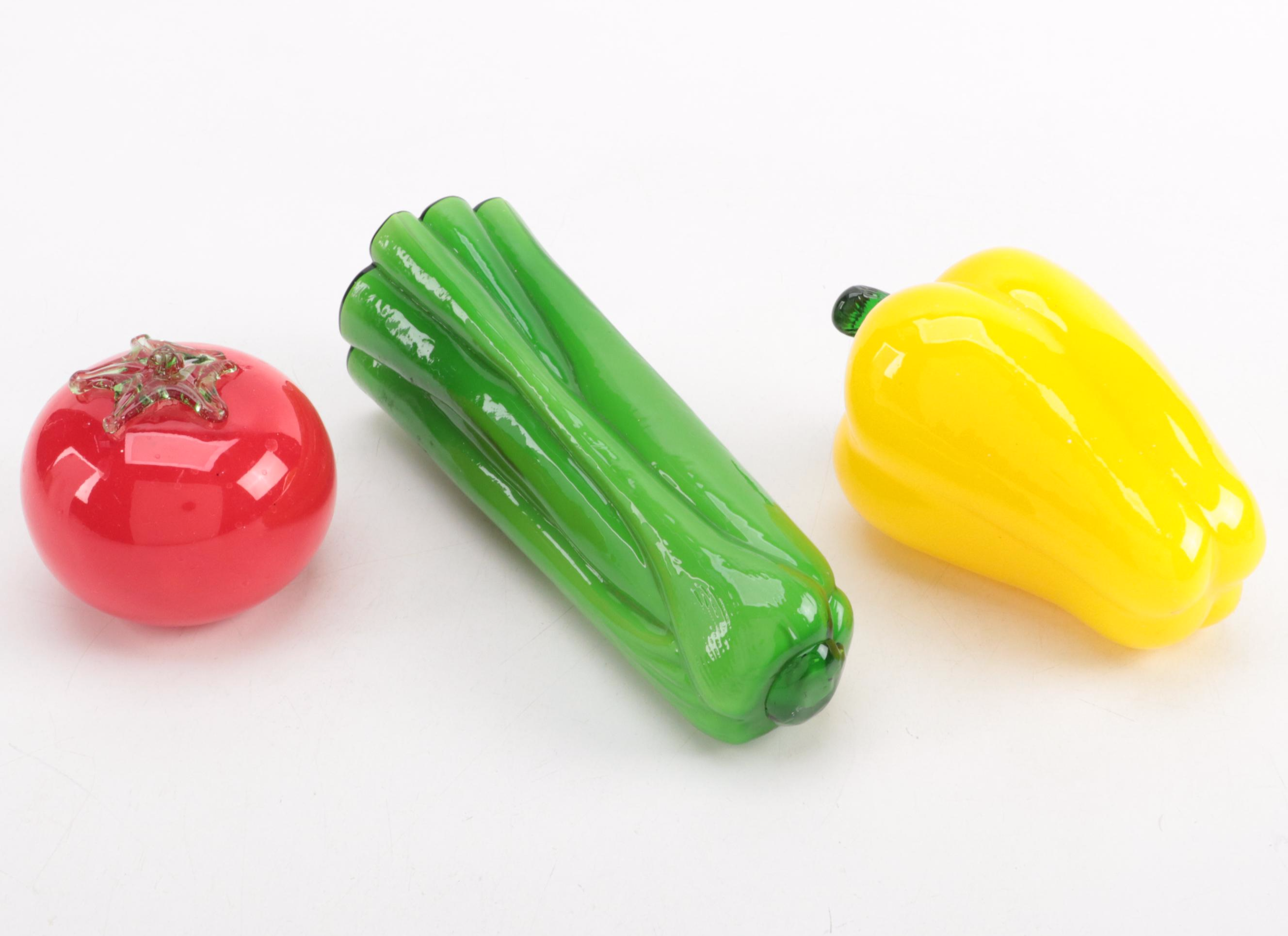 Murano Style Art Glass Fruit and Vegetable Figurines