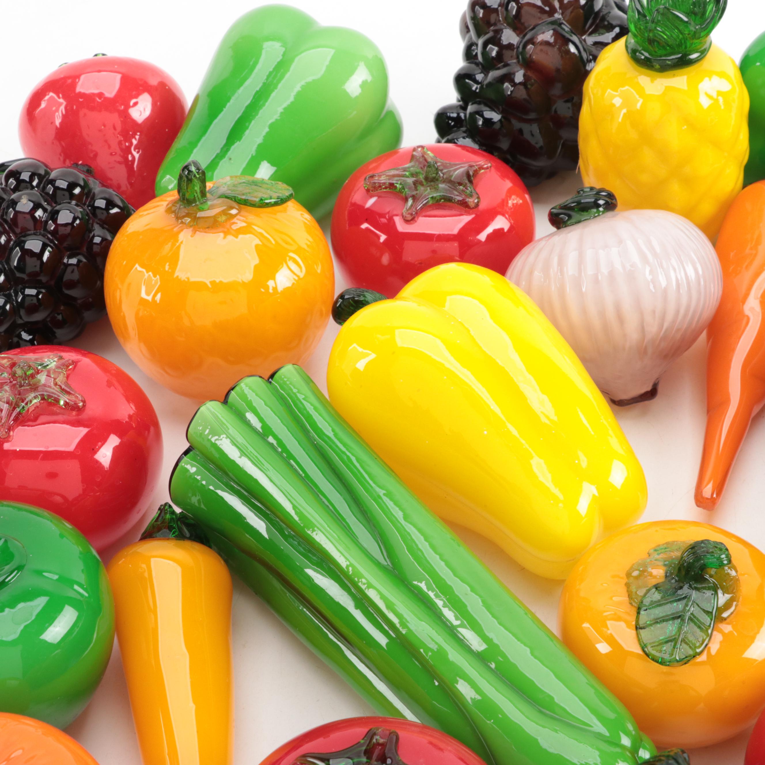 Murano Style Art Glass Fruit and Vegetable Figurines