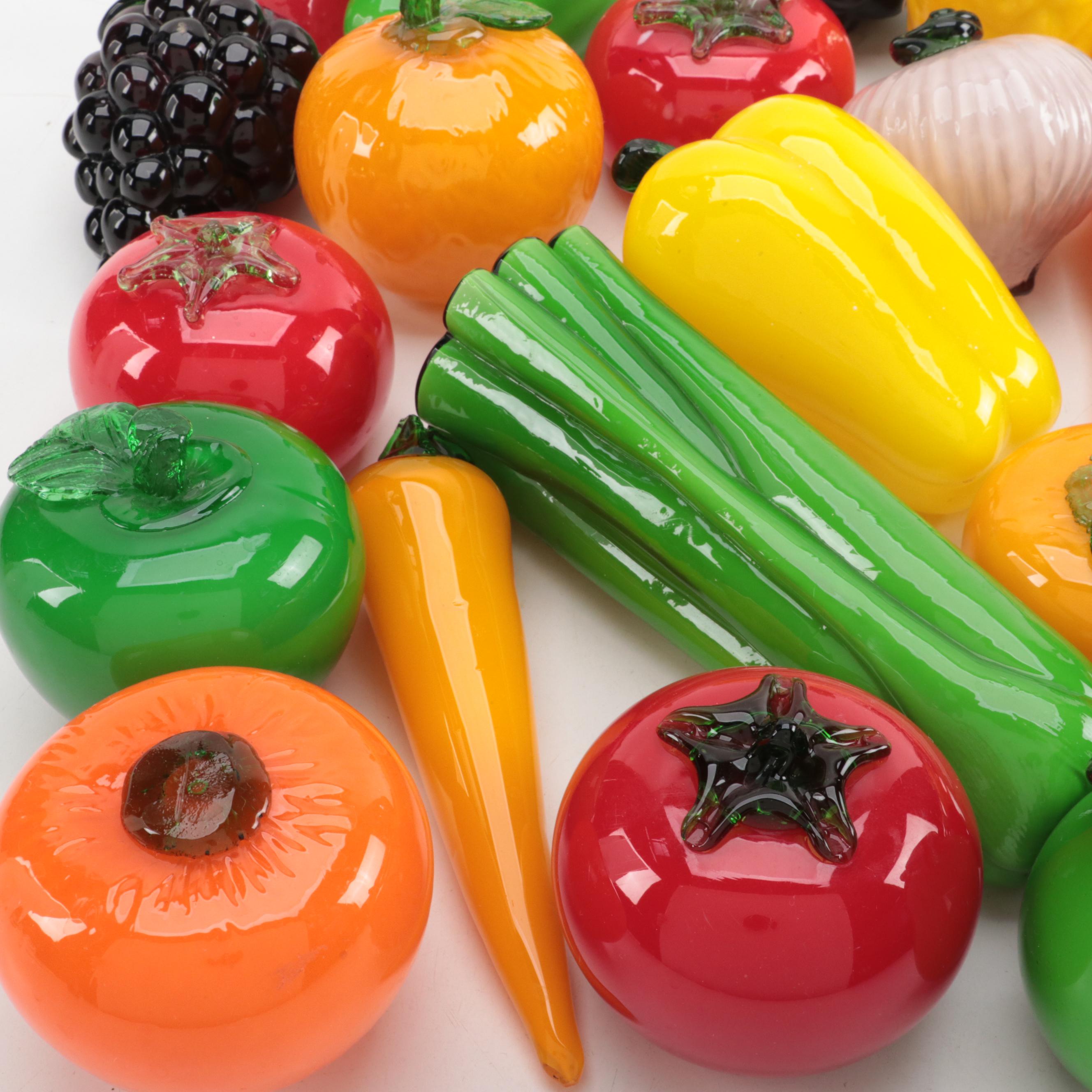 Murano Style Art Glass Fruit and Vegetable Figurines