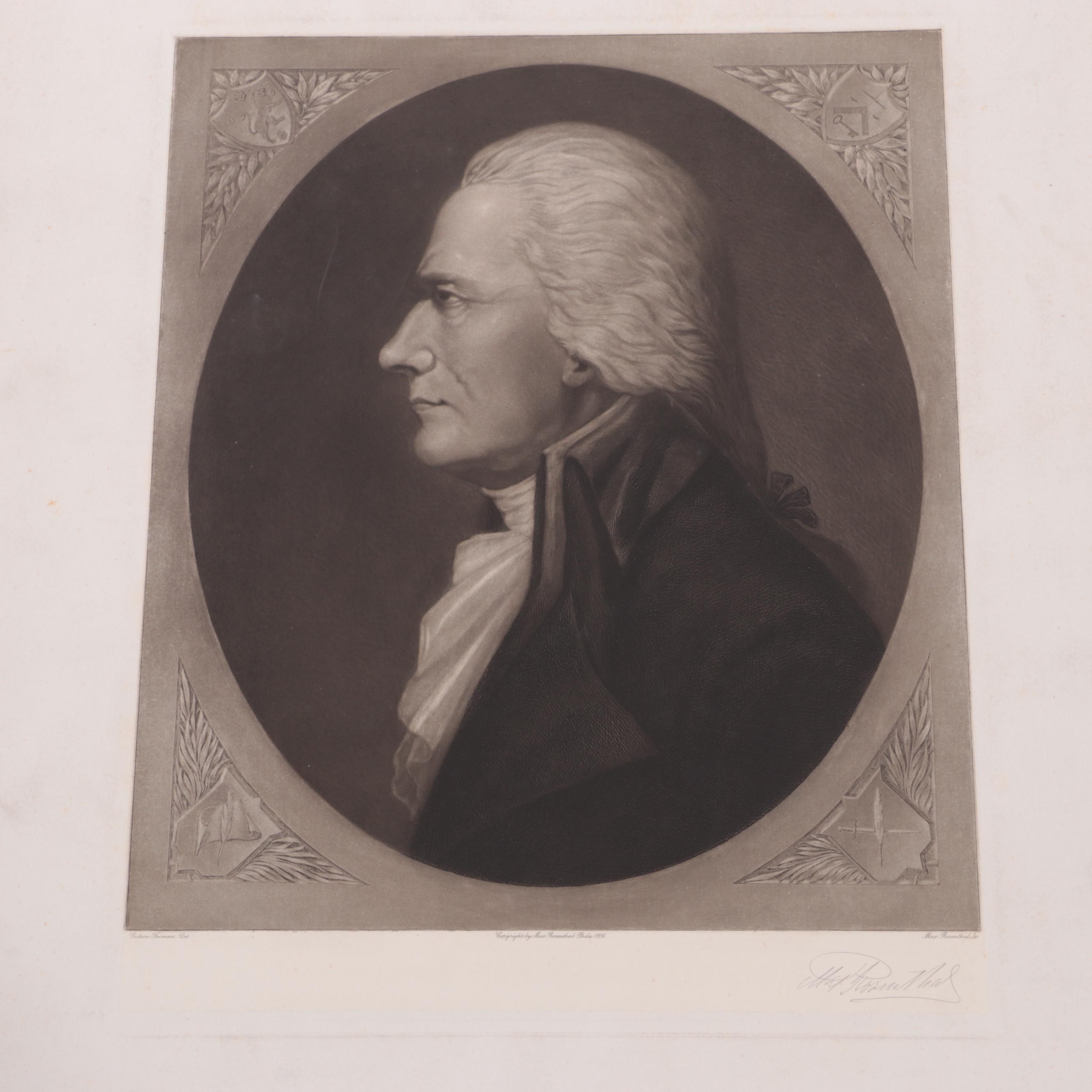 Max Rosenthal Portrait Lithographs, Early 20th Century