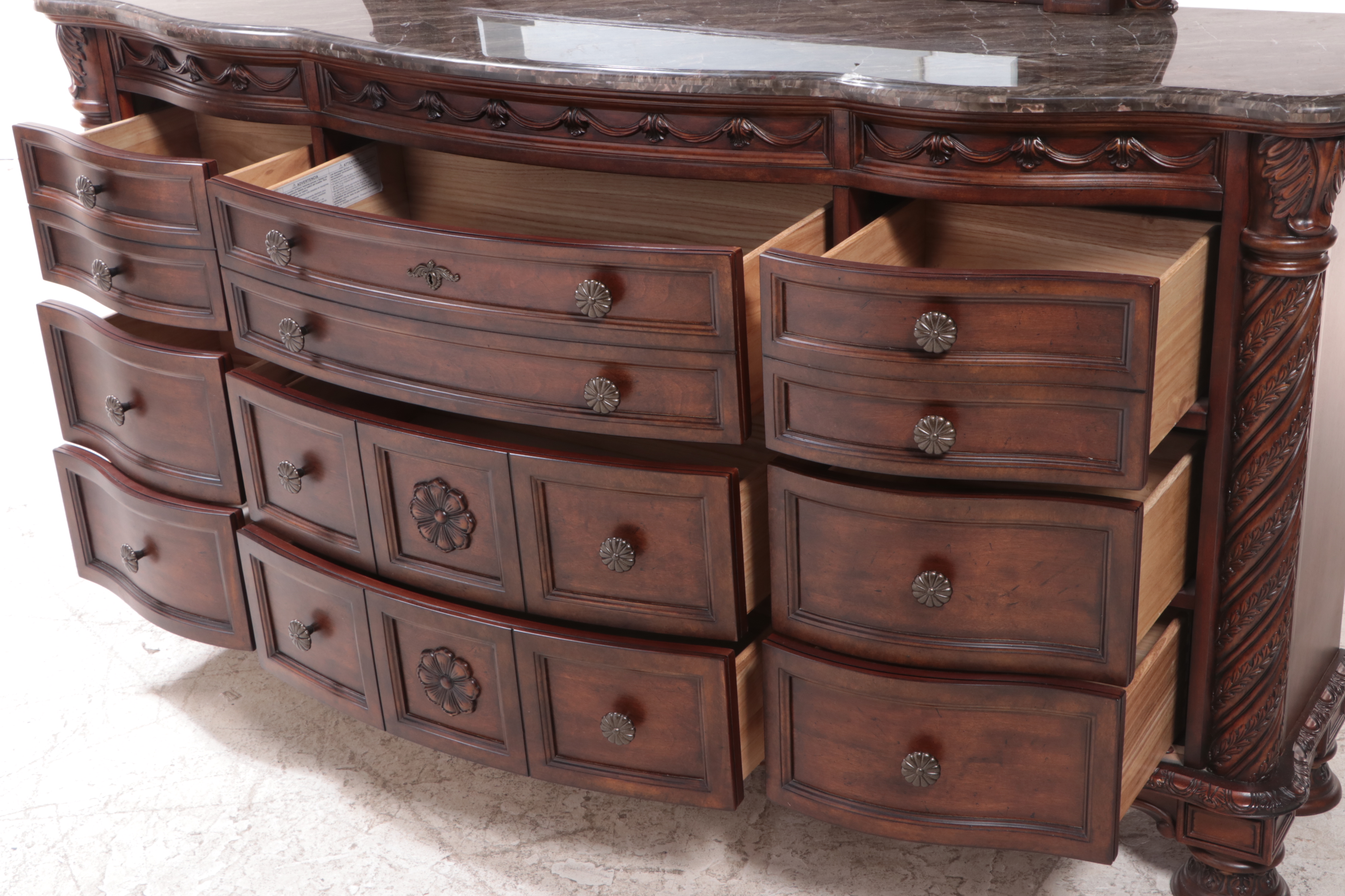 Ashley Furniture "North Shore" Marble-Top Nine-Drawer Dresser