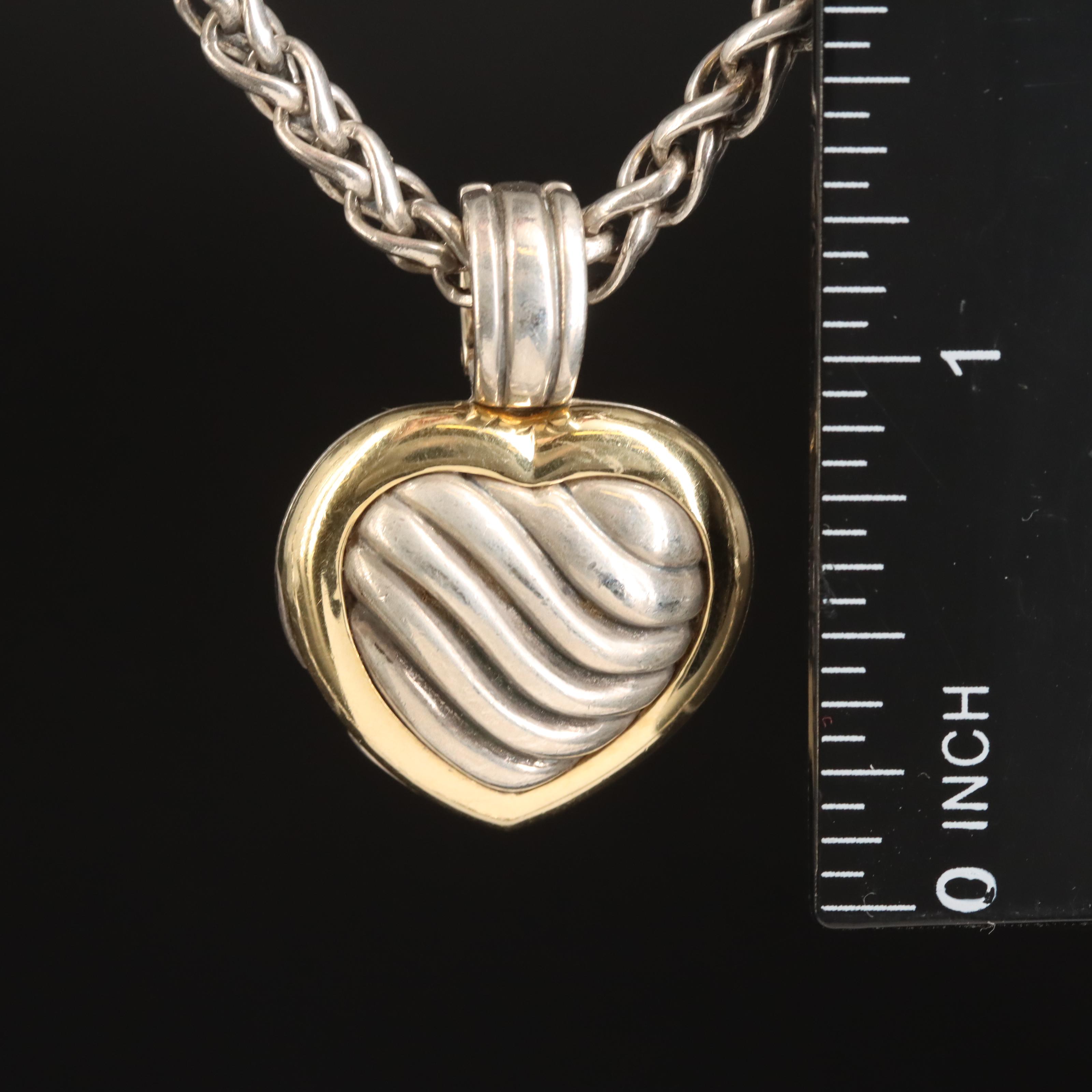 David Yurman Sterling Heart Enhancer Locket Necklace with 18K Accent