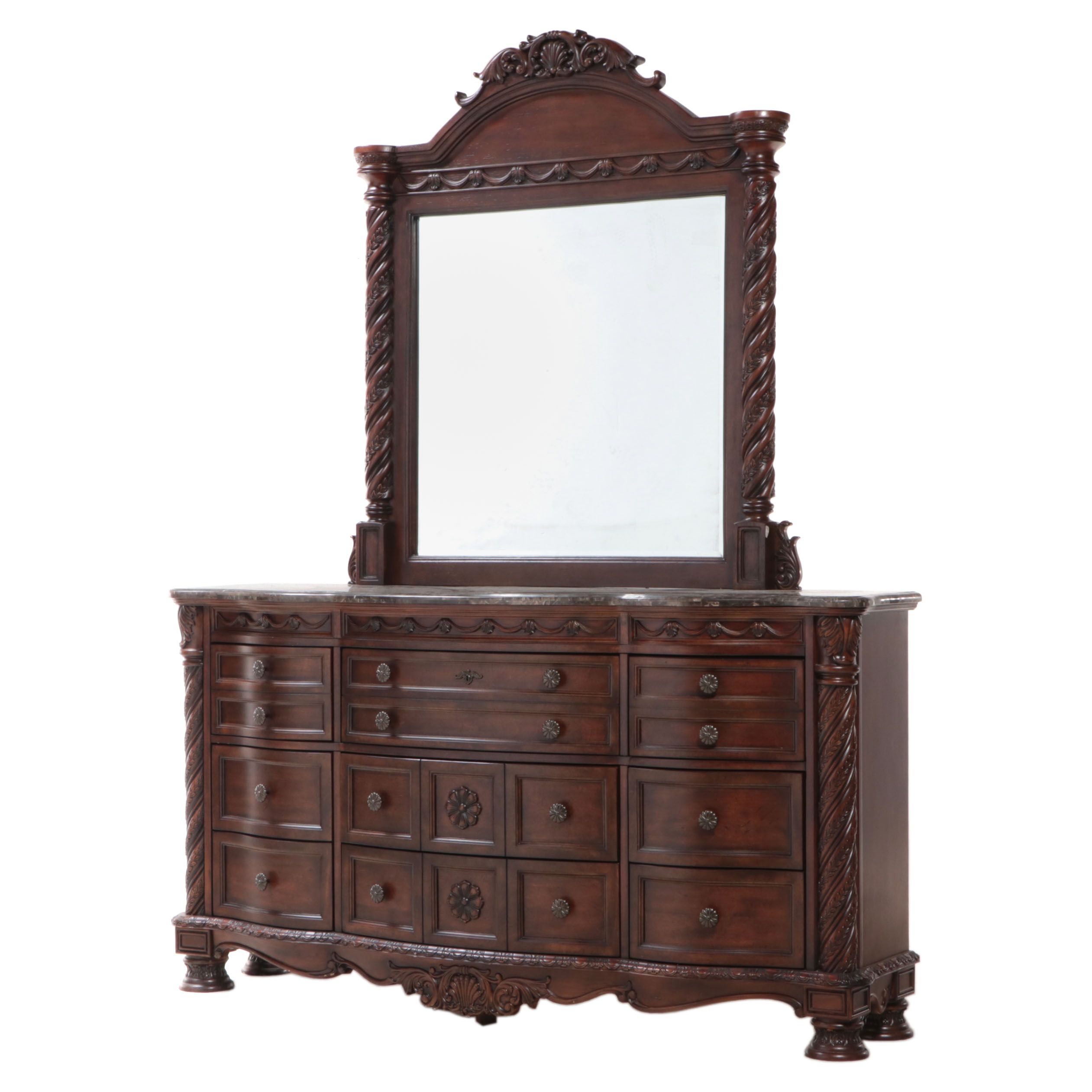 Ashley Furniture "North Shore" Marble-Top Nine-Drawer Dresser