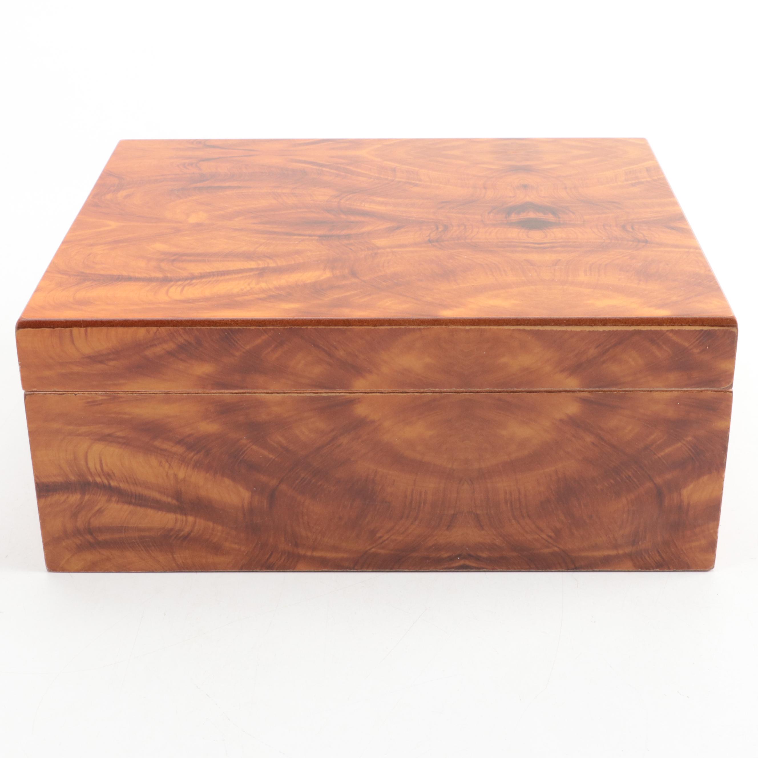 Figured Wood and Cedar Lined Humidor Supreme with Humidifier