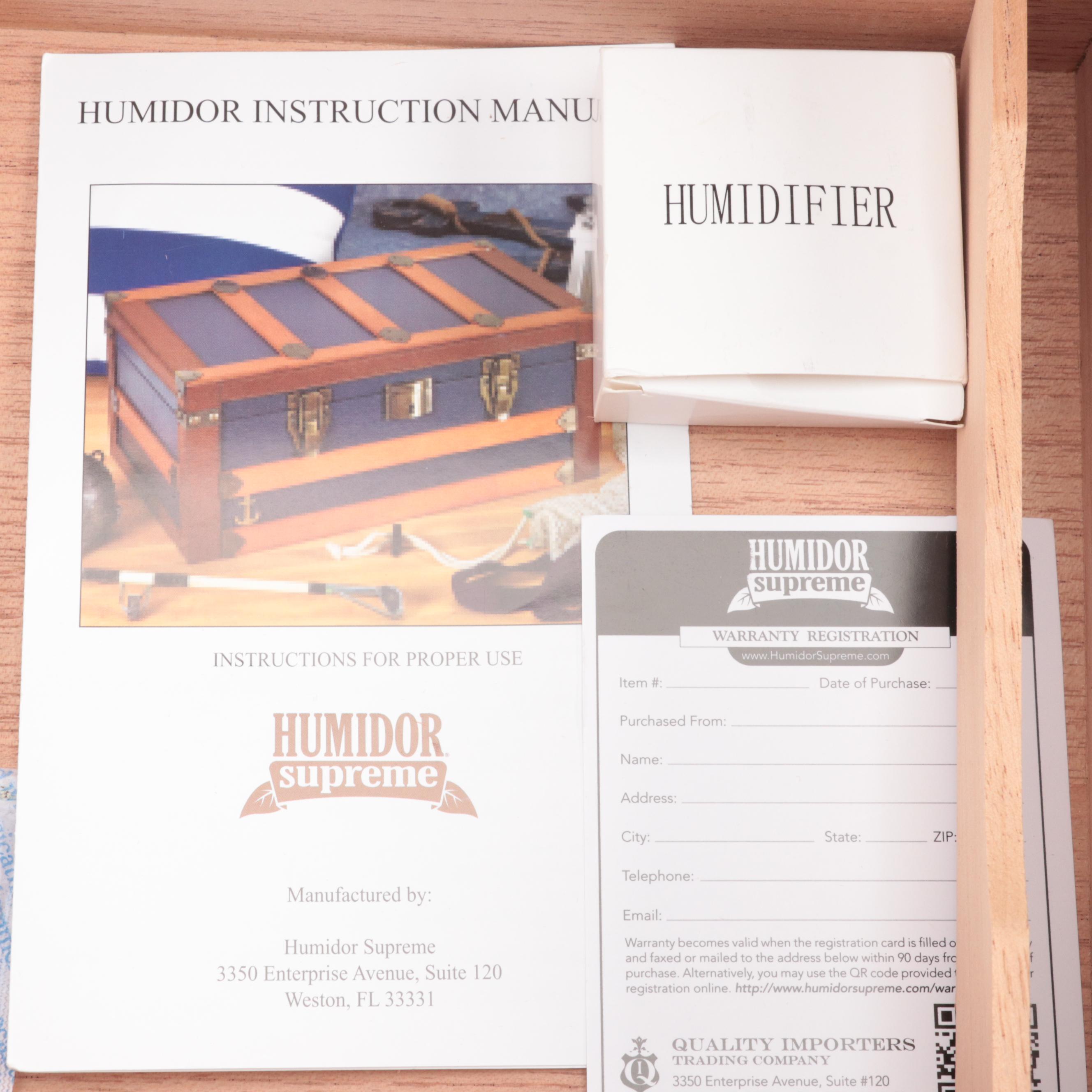 Figured Wood and Cedar Lined Humidor Supreme with Humidifier