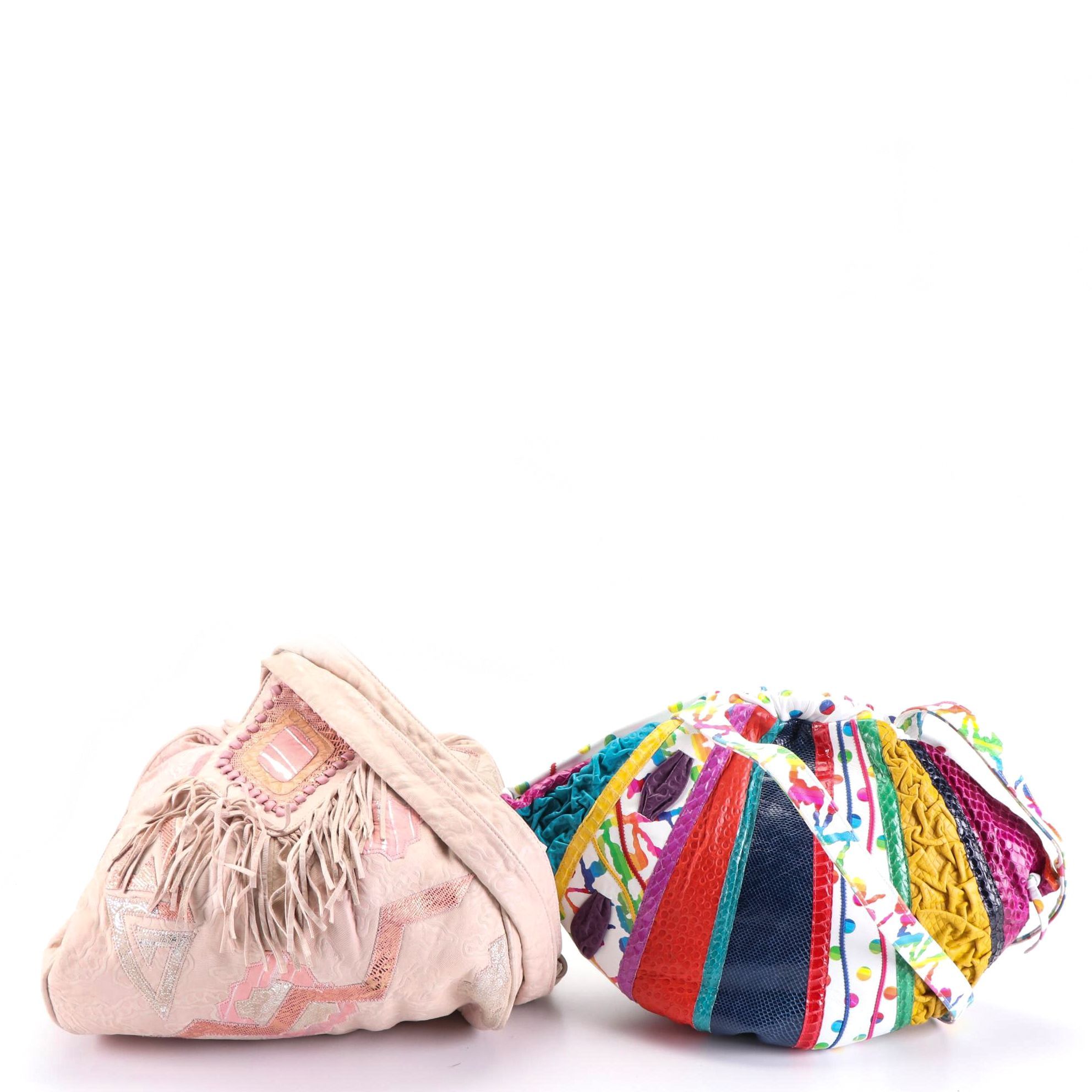 Carlo Fiori and Viva of California Hinge Closure and Zip Leather Shoulder Bags