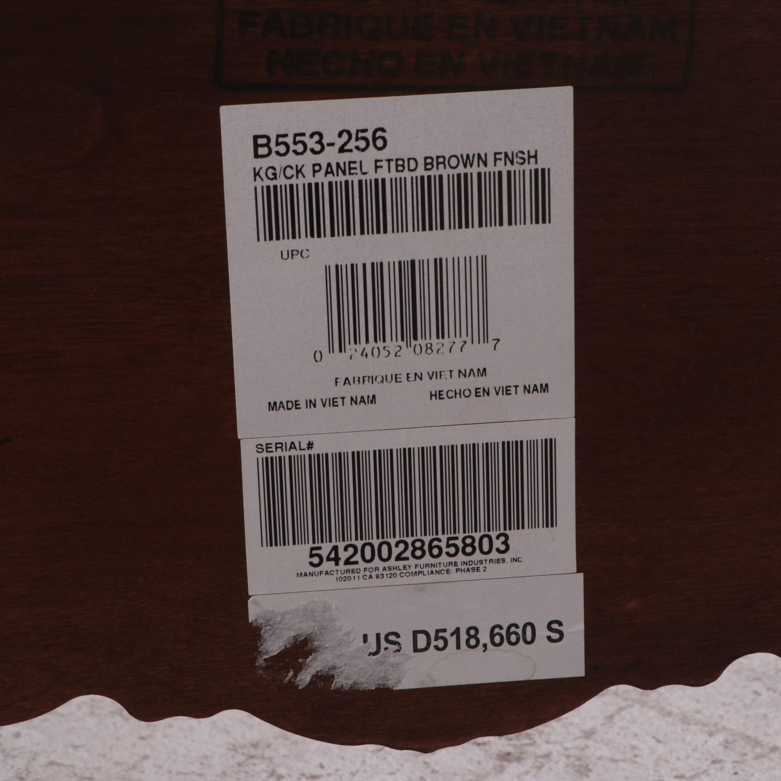 Ashley Furniture "North Shore" King Size Bed Frame with Marble Accents