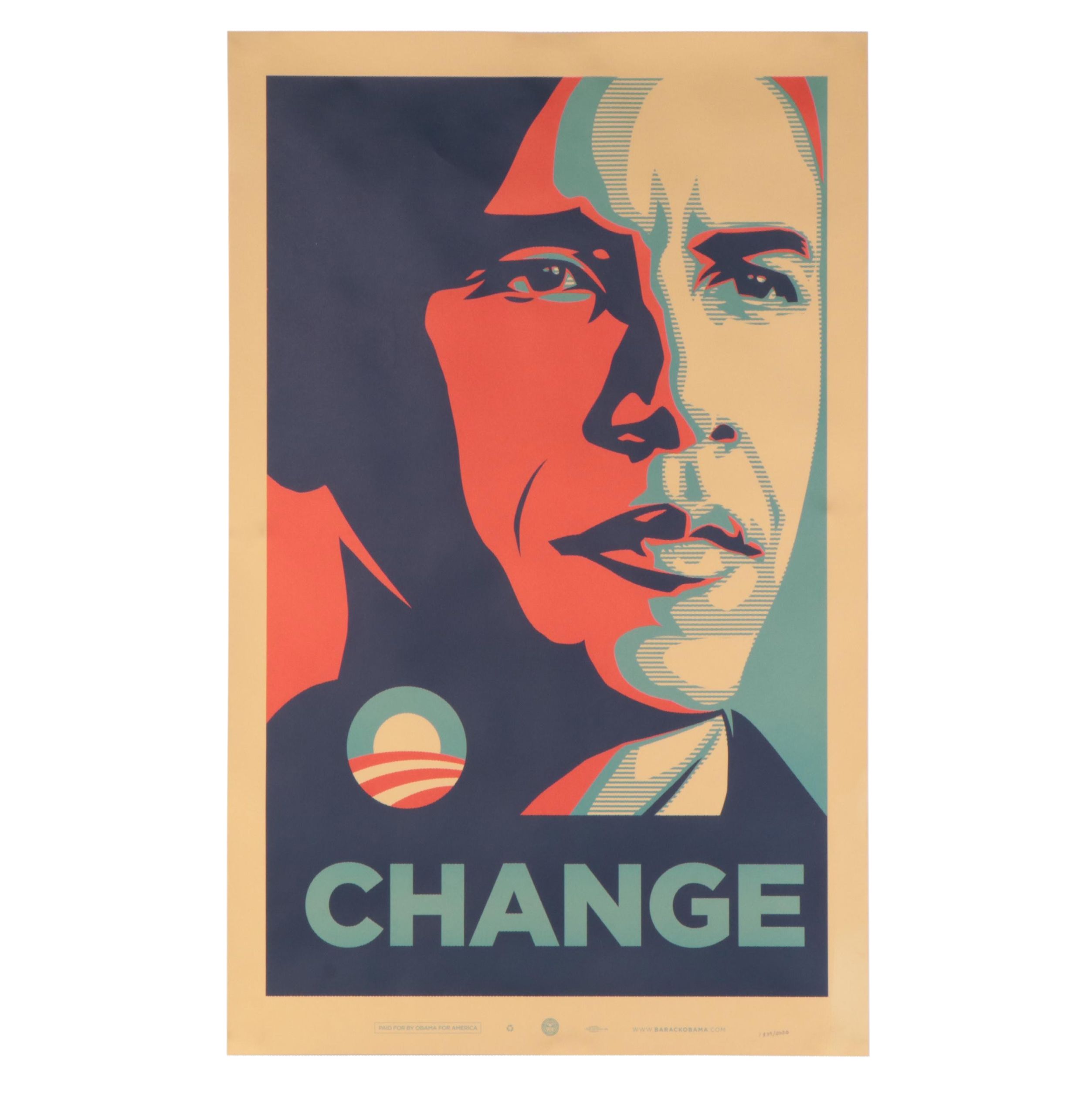 Lithograph After Shepard Fairey of Barack Obama "Change"
