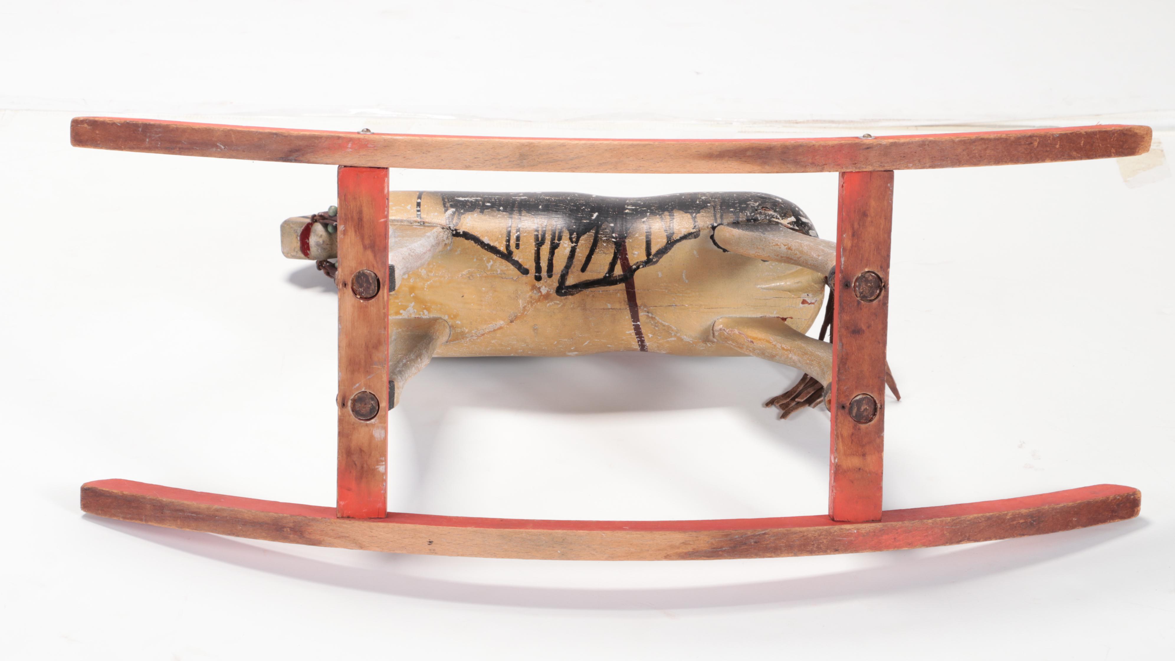 Hand-Carved and Painted Wooden Rocking Horse