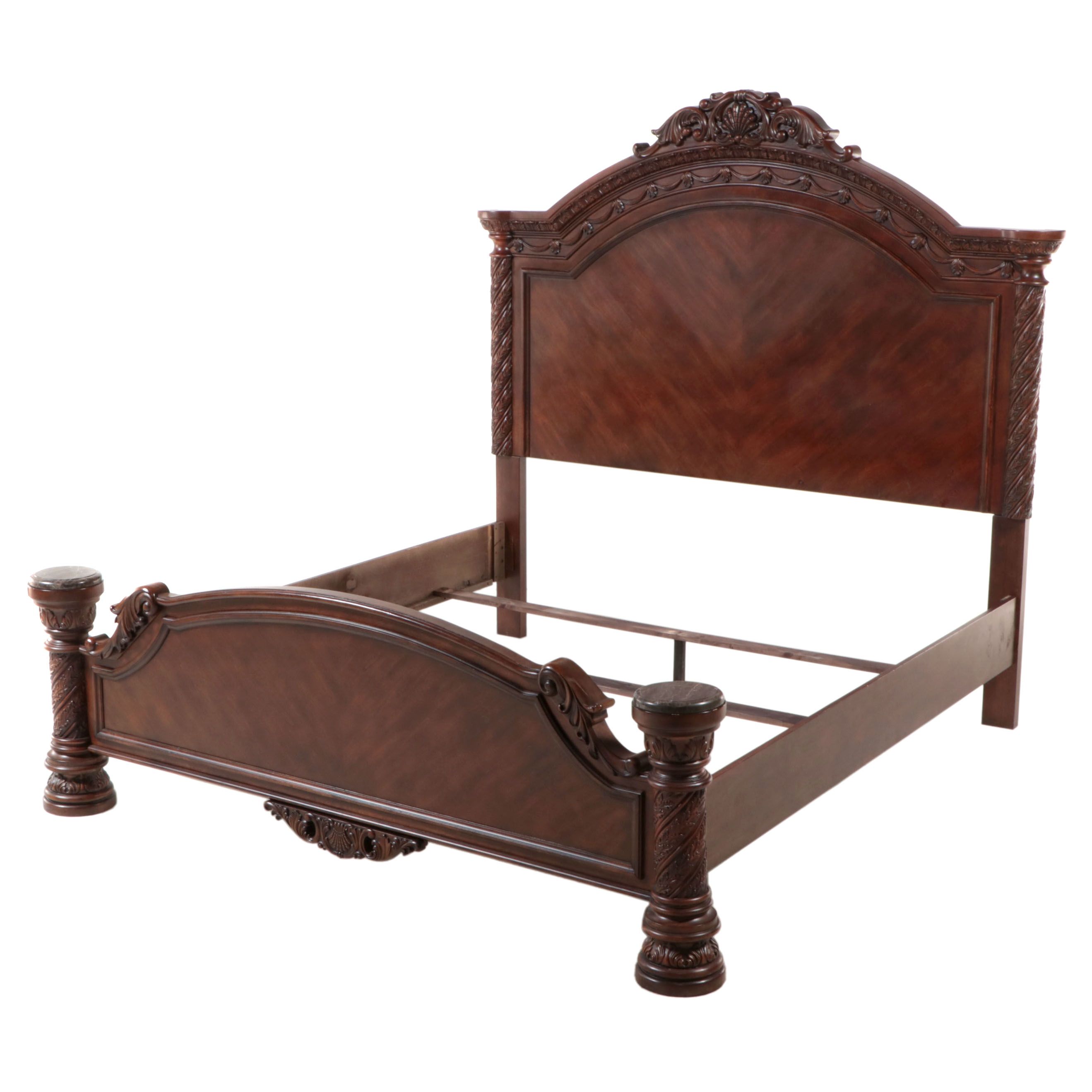 Ashley Furniture "North Shore" King Size Bed Frame with Marble Accents