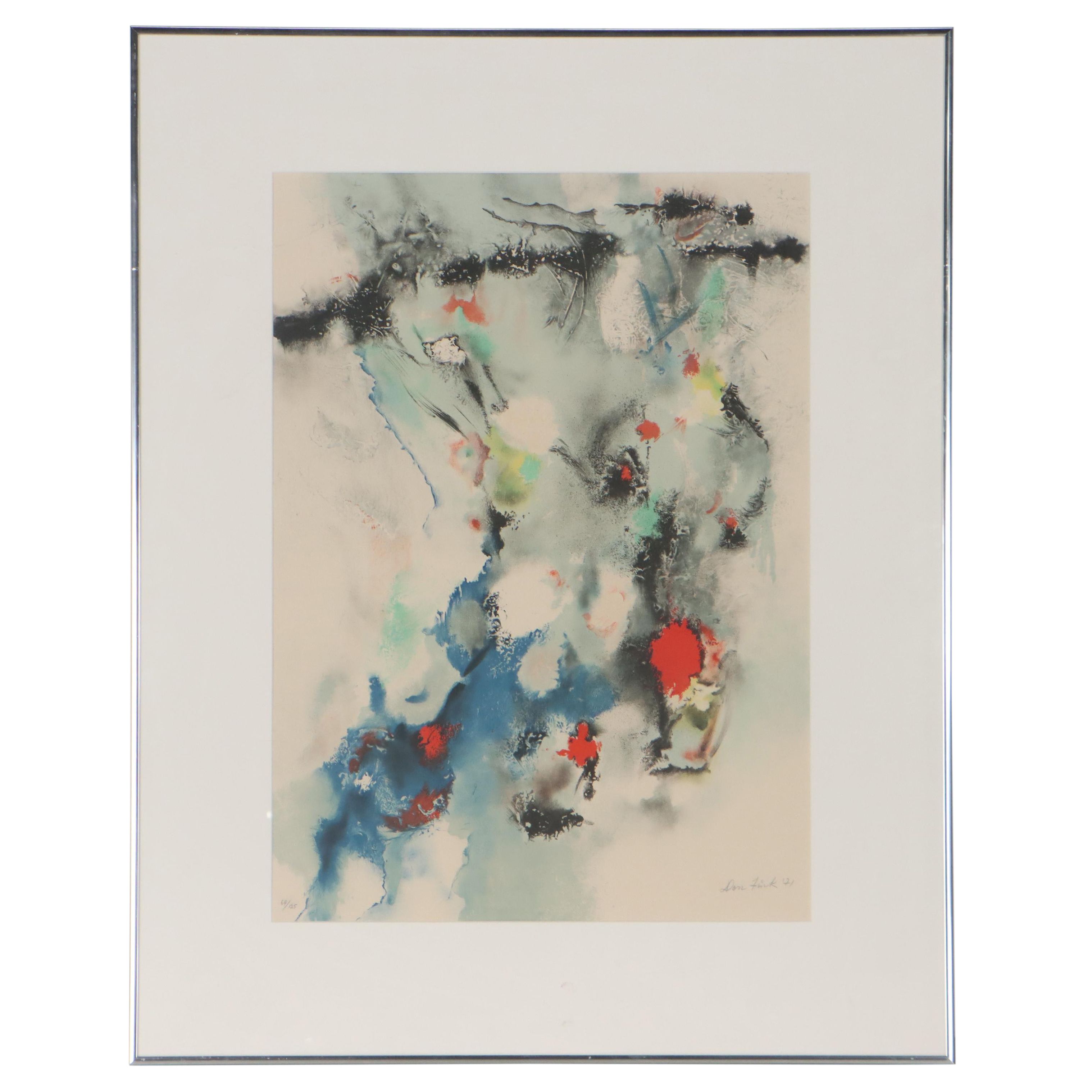 Don Fink Abstract Color Lithograph, 1971