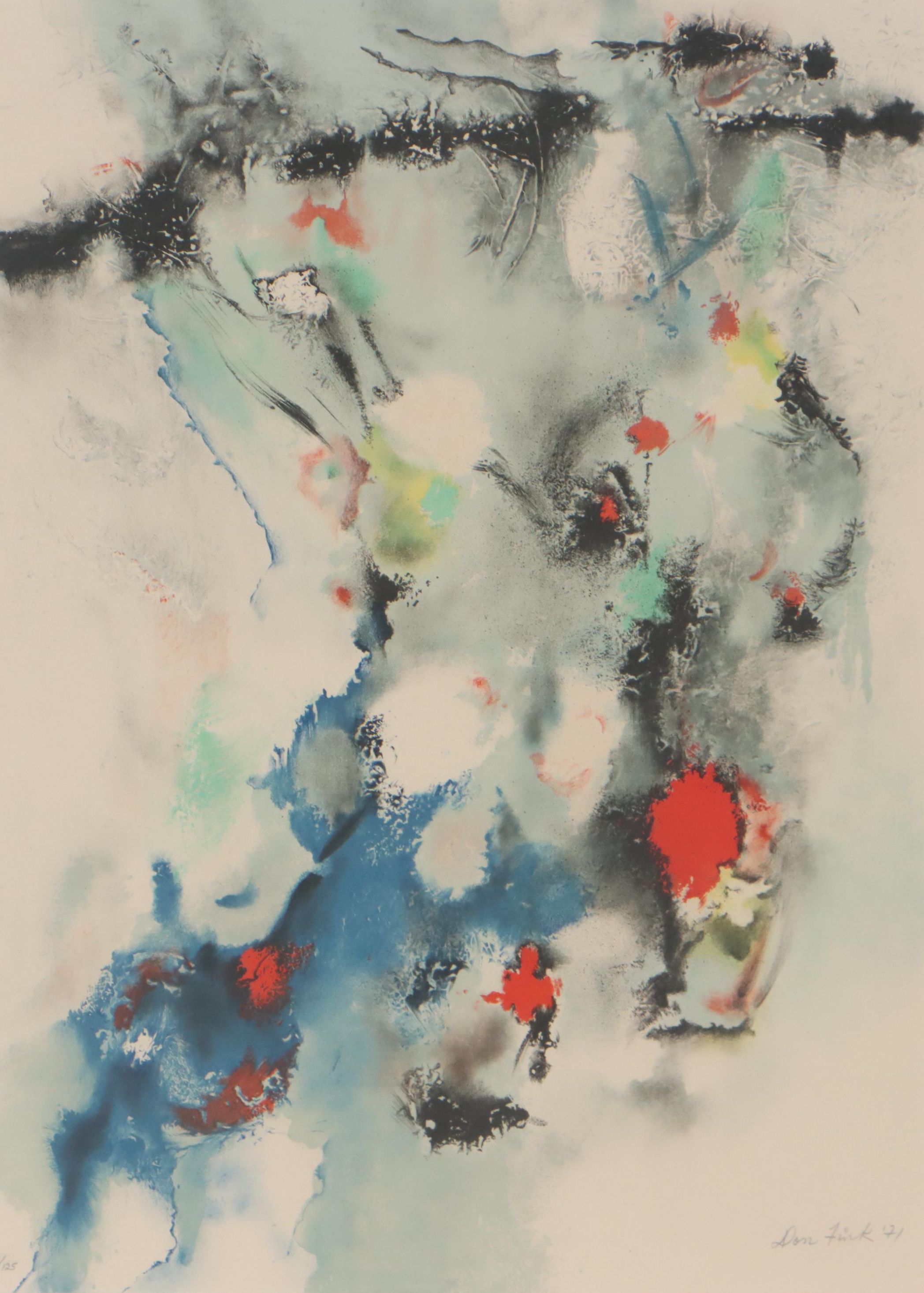 Don Fink Abstract Color Lithograph, 1971