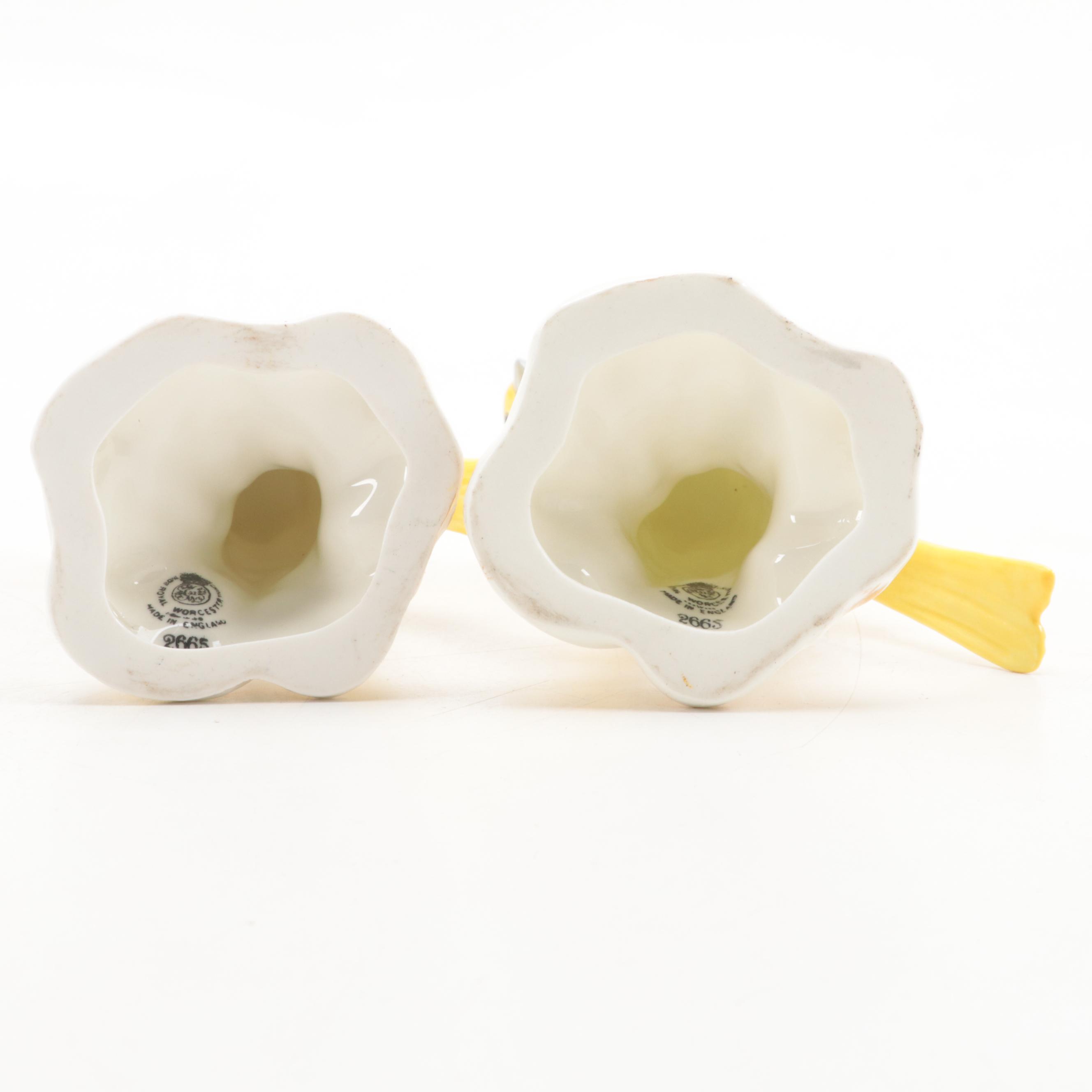 Royal Worcester Bone China Yellow Canary Figures with Monkey Motif Porcelain Box