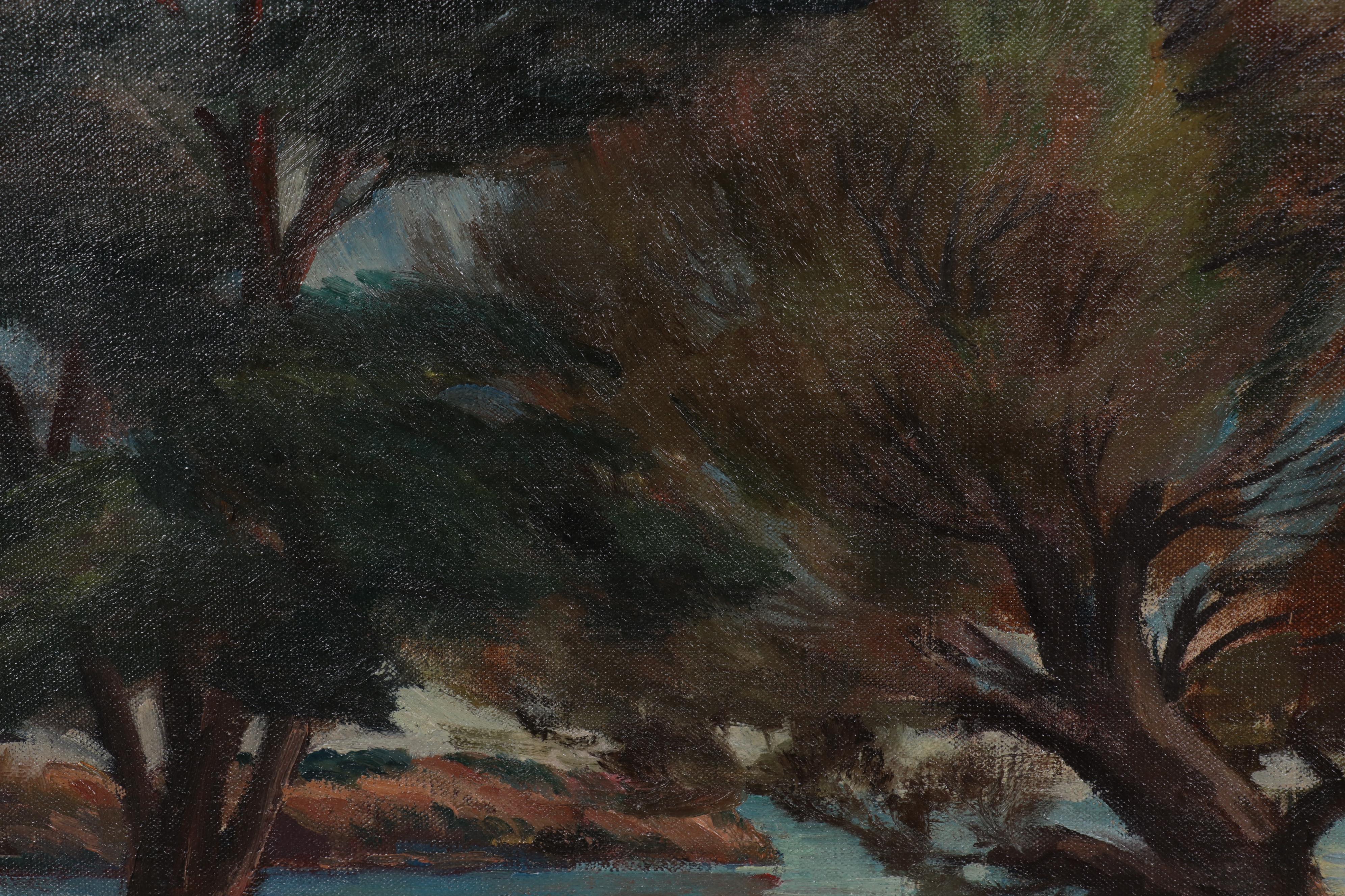 Arthur Louis Helwig Oil Painting "Picnic," Mid-20th Century