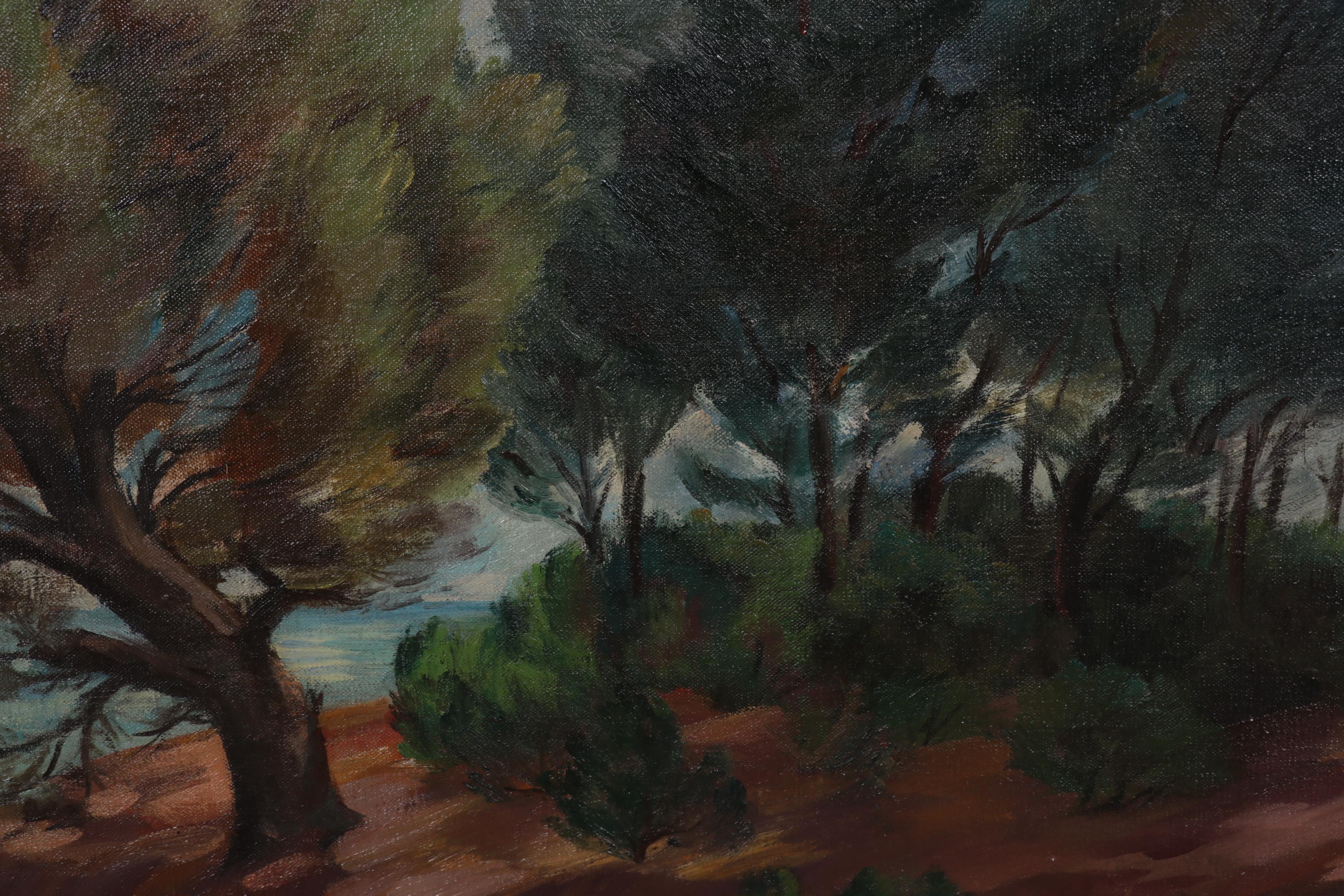 Arthur Louis Helwig Oil Painting "Picnic," Mid-20th Century