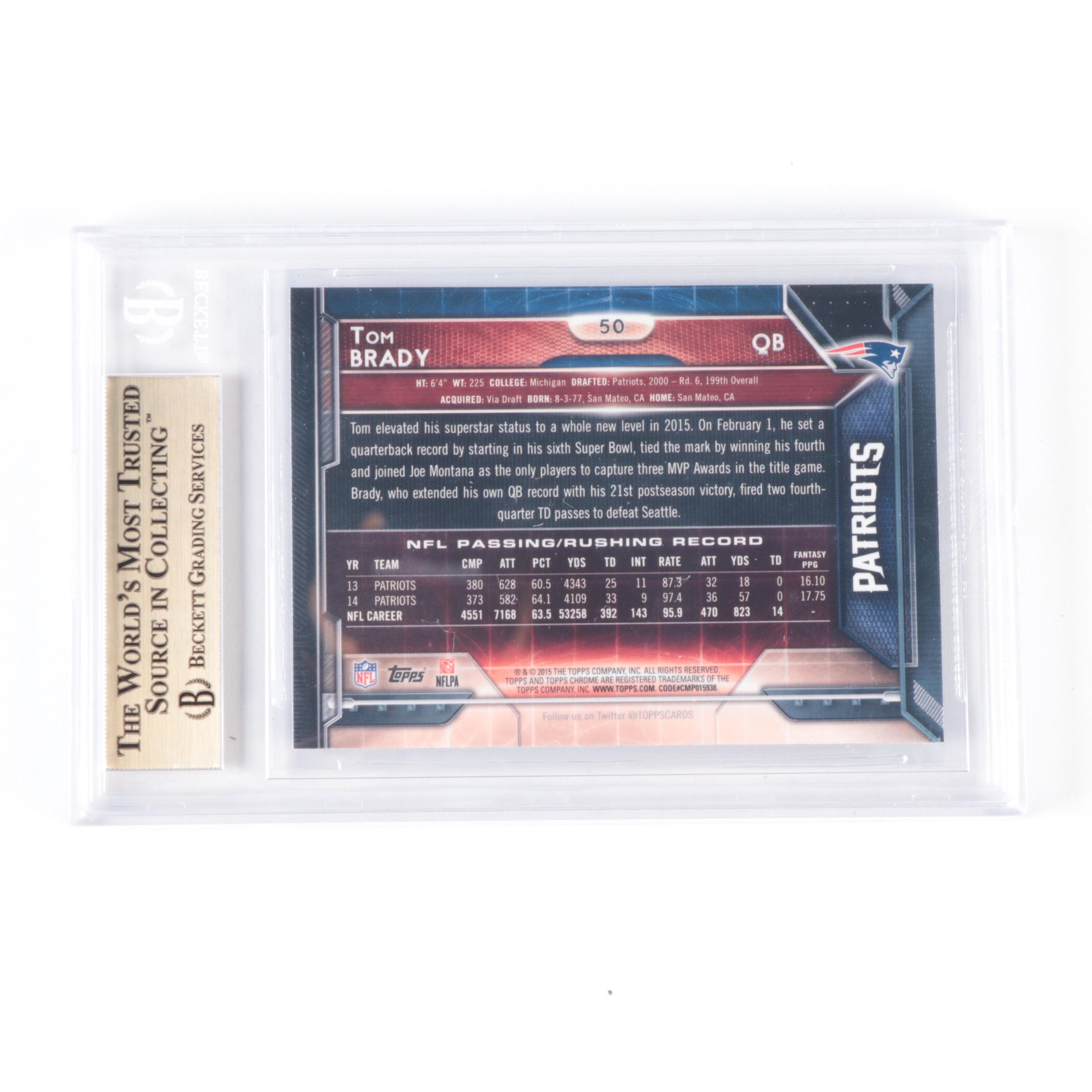 2015 Topps Chrome Tom Brady #50 Beckett 9.5 GEM MINT Graded Football Card
