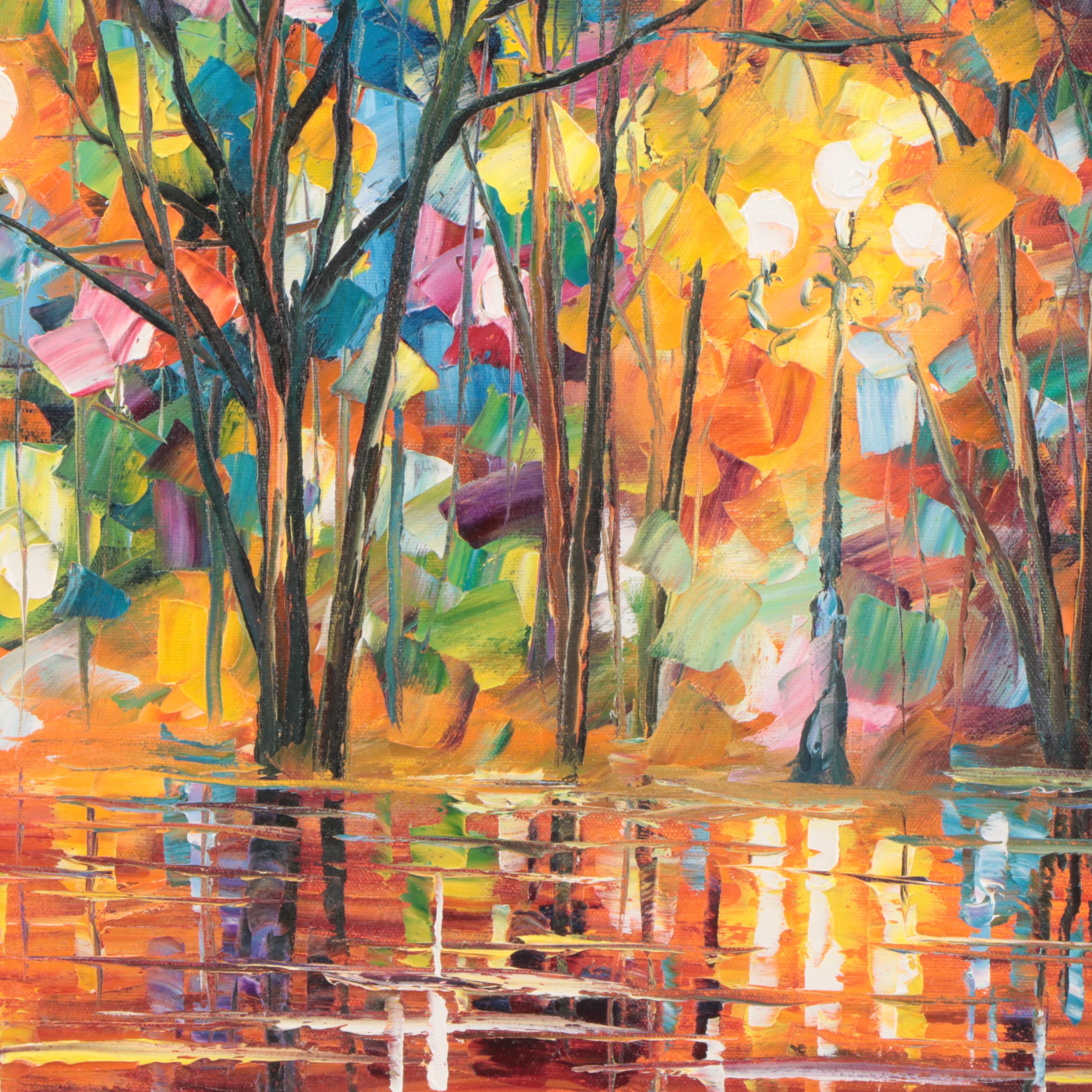 Leonid Afremov Park Landscape Oil Painting