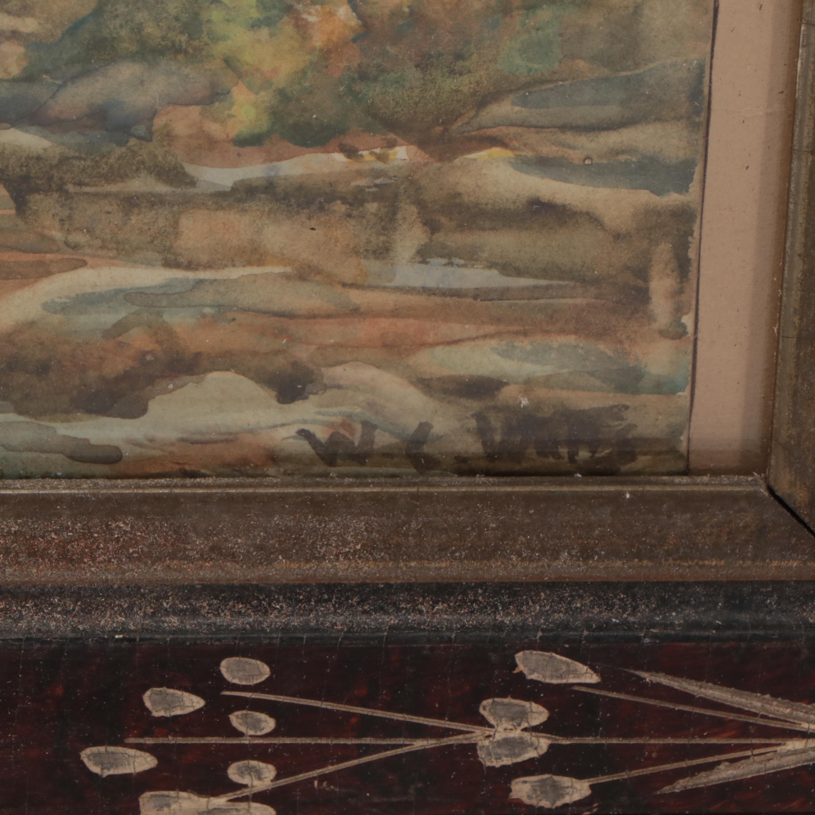 William Clothier Watts Landscape Watercolor Painting EBTH