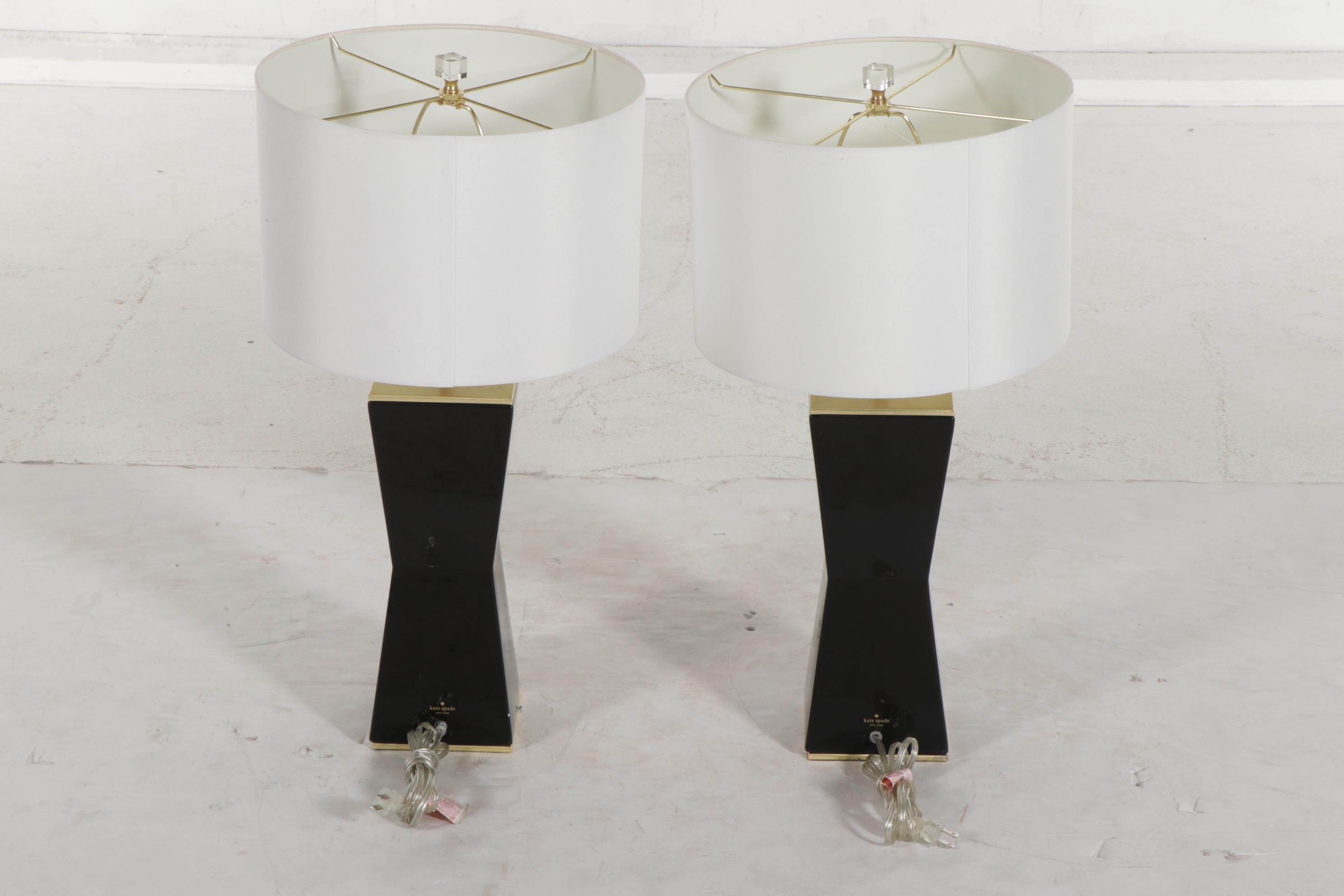 Pair of Kate Spade Black Ceramic Table Lamps, 21st Century