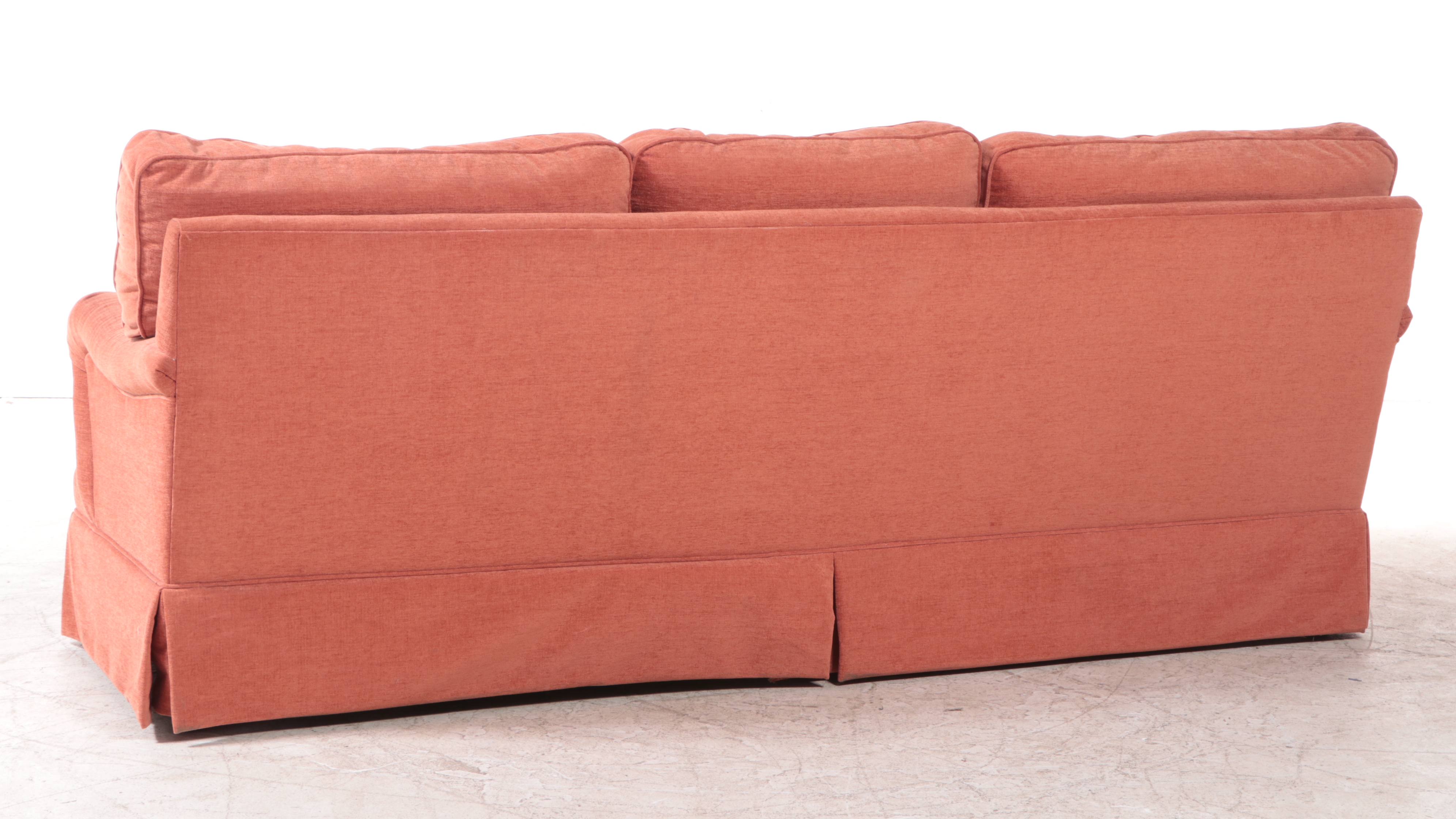 Thomasville Skirted Three-Seat Roll-Arm Sofa