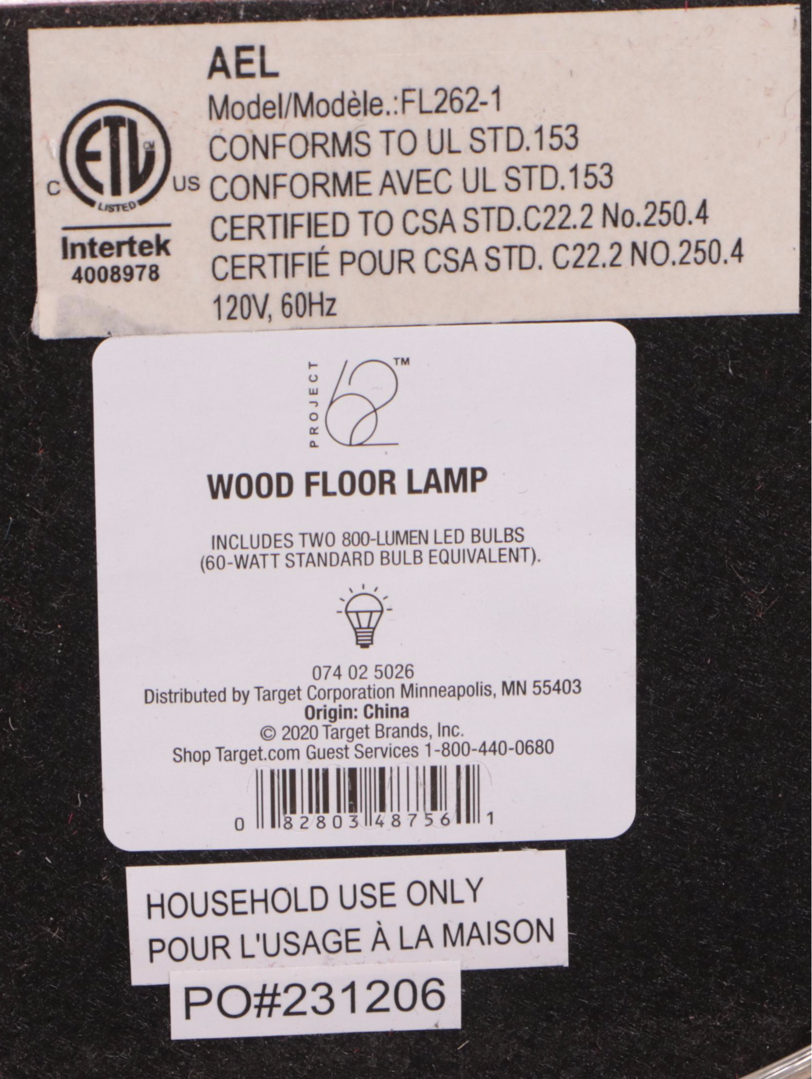 Project 62 Floor Lamp with Wood Block Base