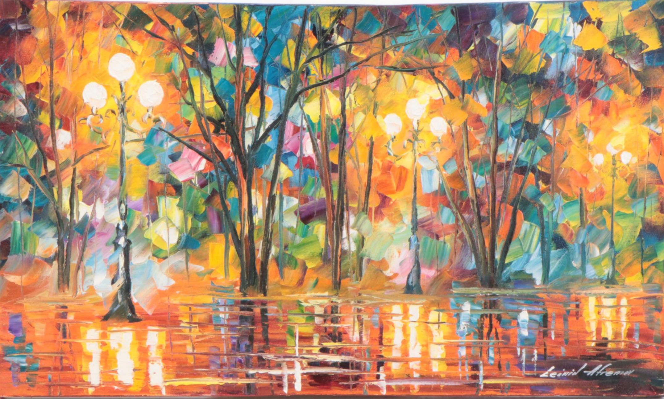 Leonid Afremov Park Landscape Oil Painting