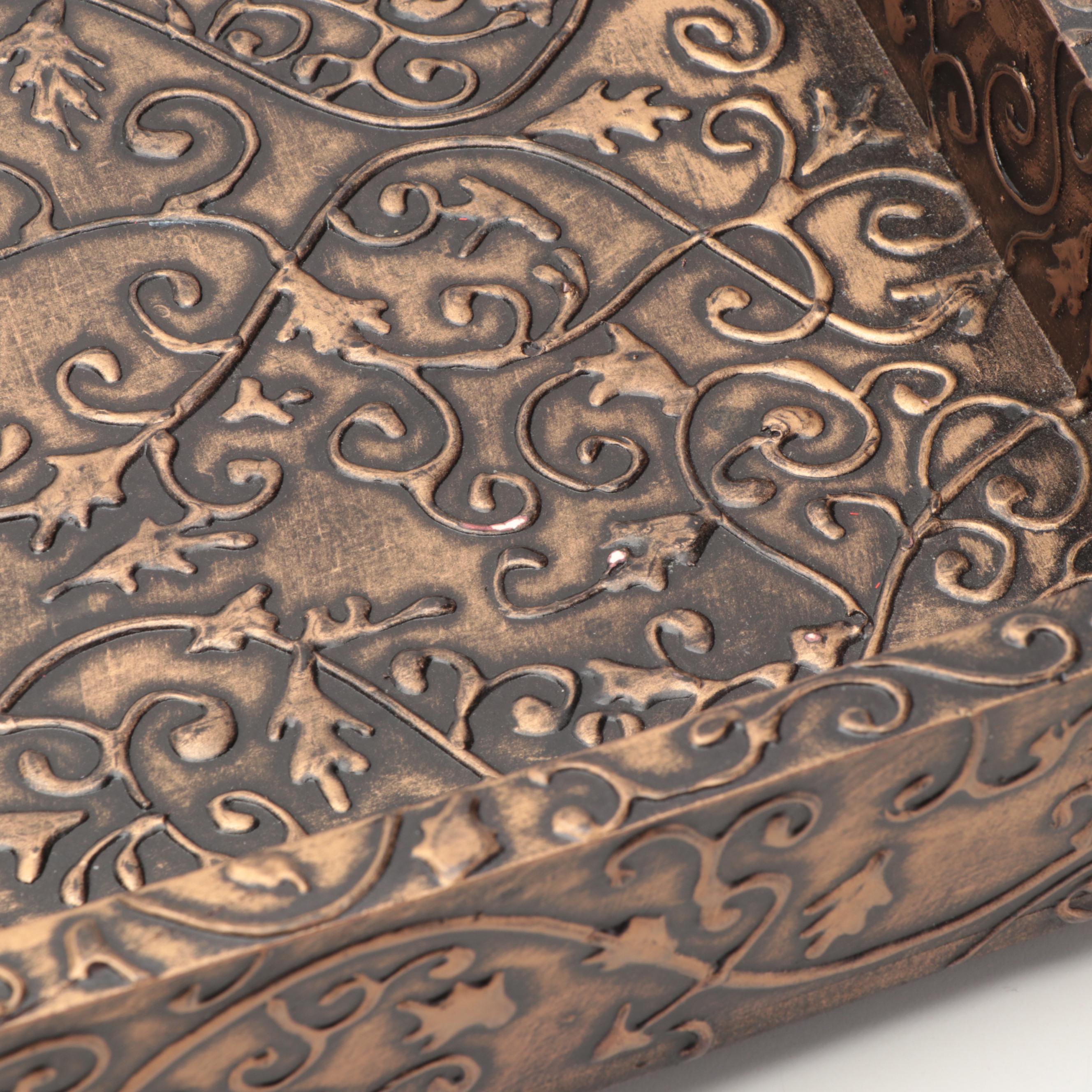 Gilt Filigree Embossed Composite Handled Trays