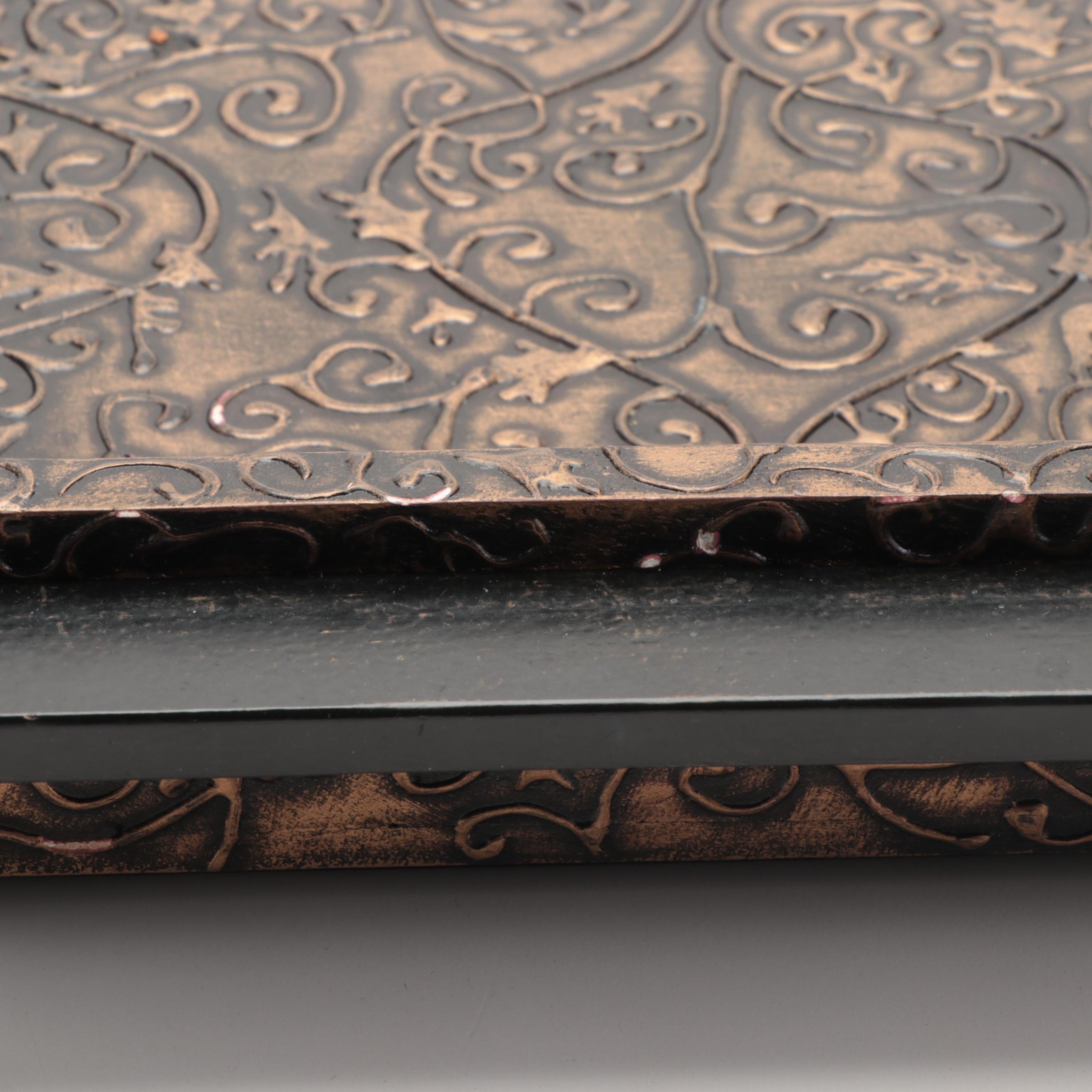 Gilt Filigree Embossed Composite Handled Trays