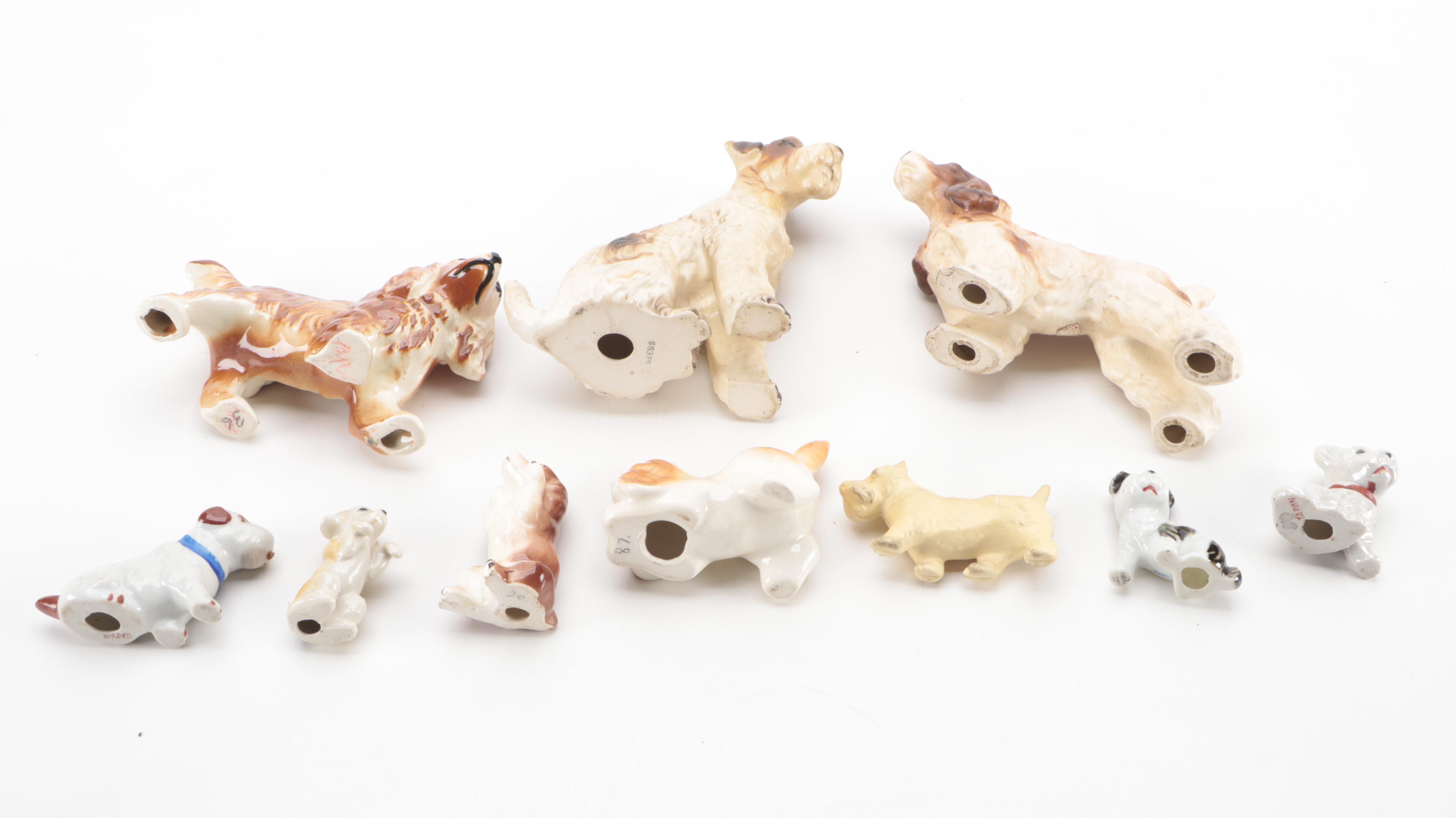 Norleans Spaniel and Other Japanese Ceramic and Plastic Dog Figurines