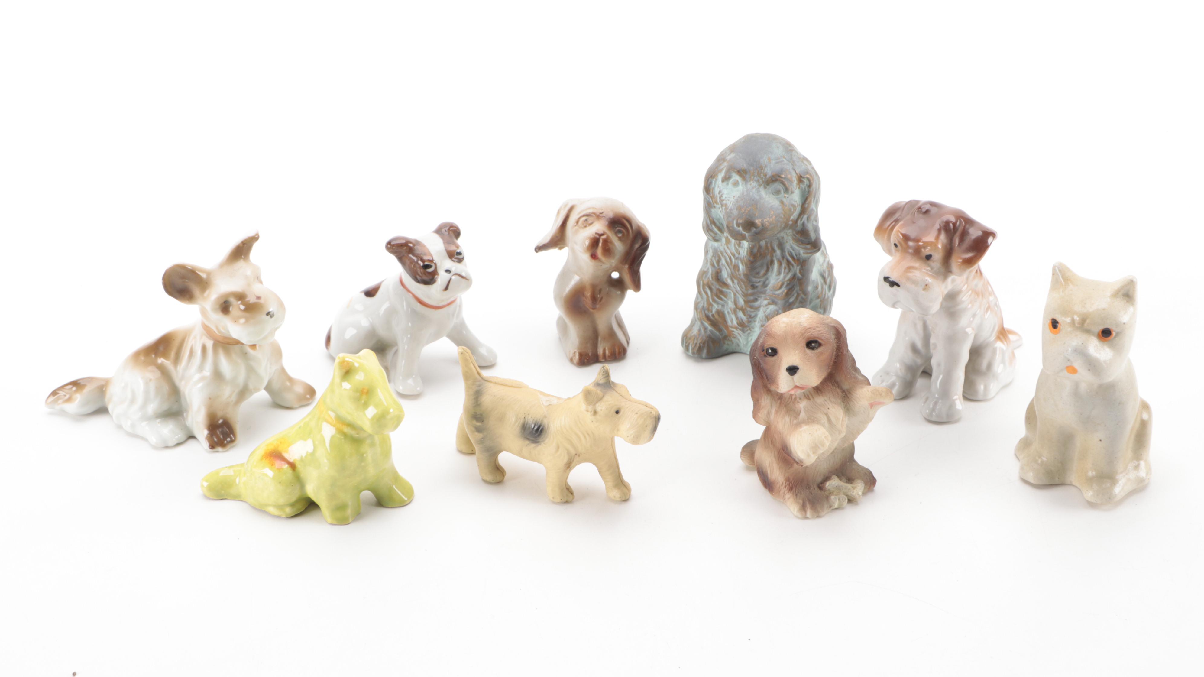 Norleans Spaniel and Other Japanese Ceramic and Plastic Dog Figurines