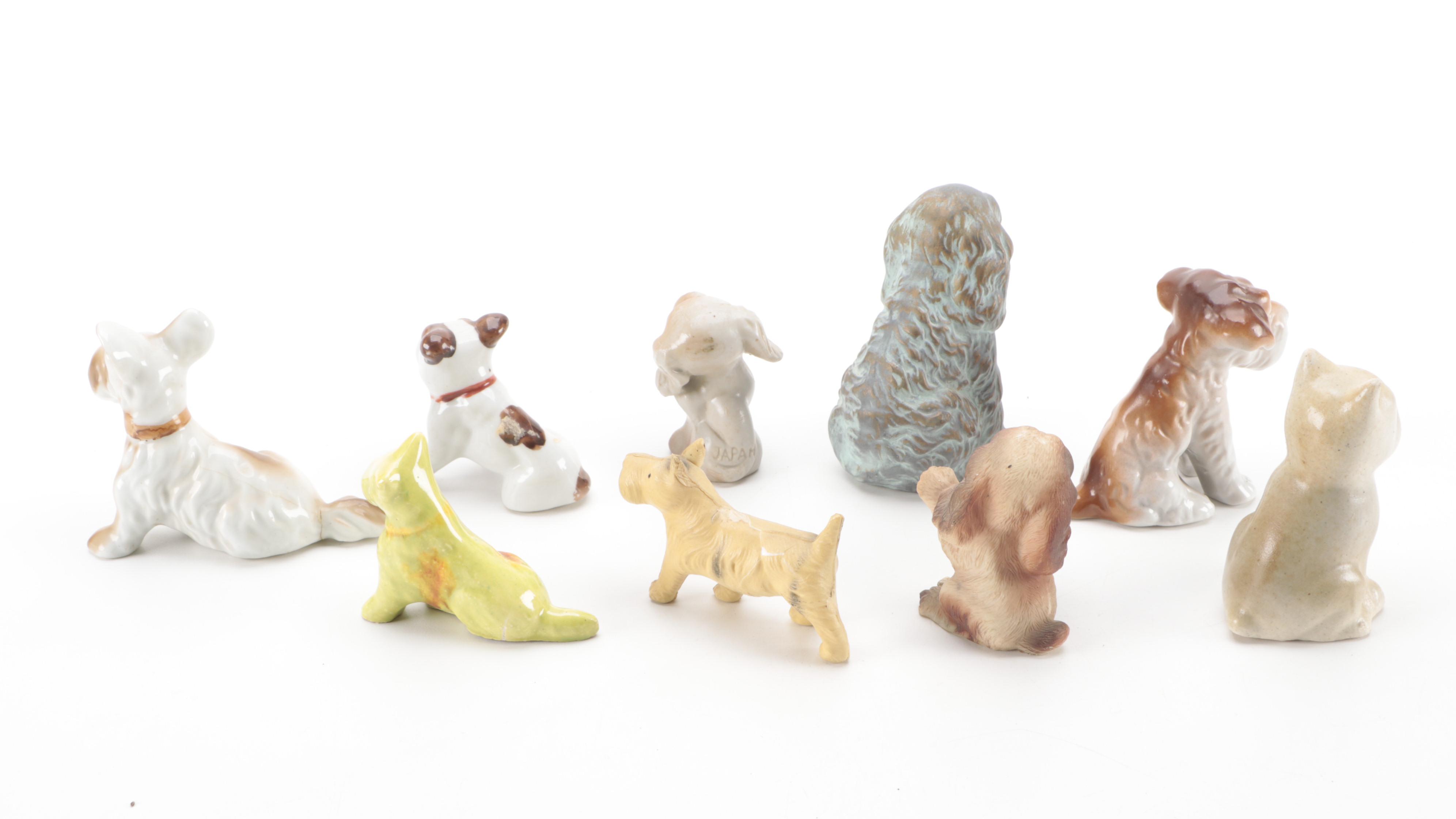 Norleans Spaniel and Other Japanese Ceramic and Plastic Dog Figurines