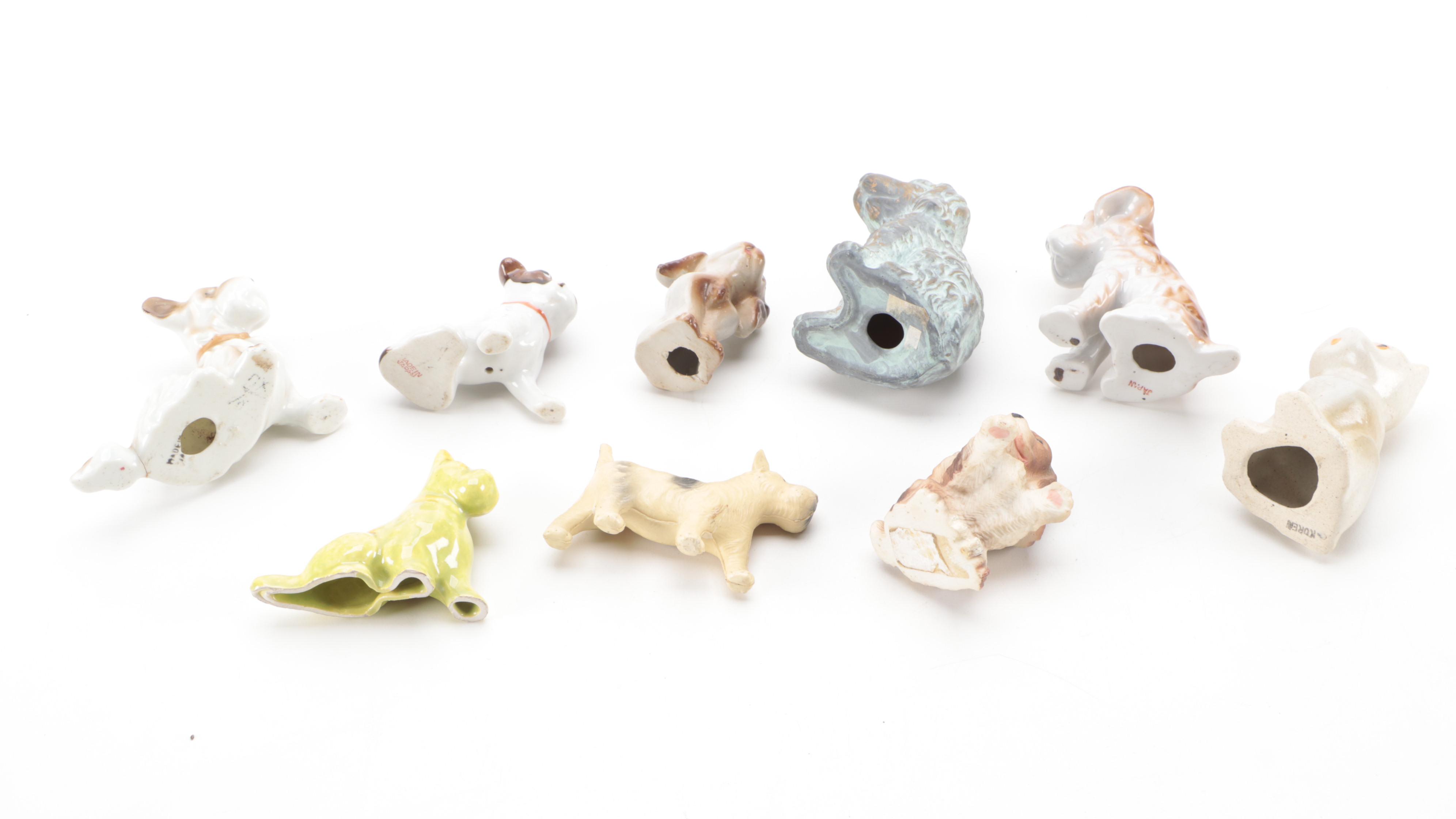 Norleans Spaniel and Other Japanese Ceramic and Plastic Dog Figurines