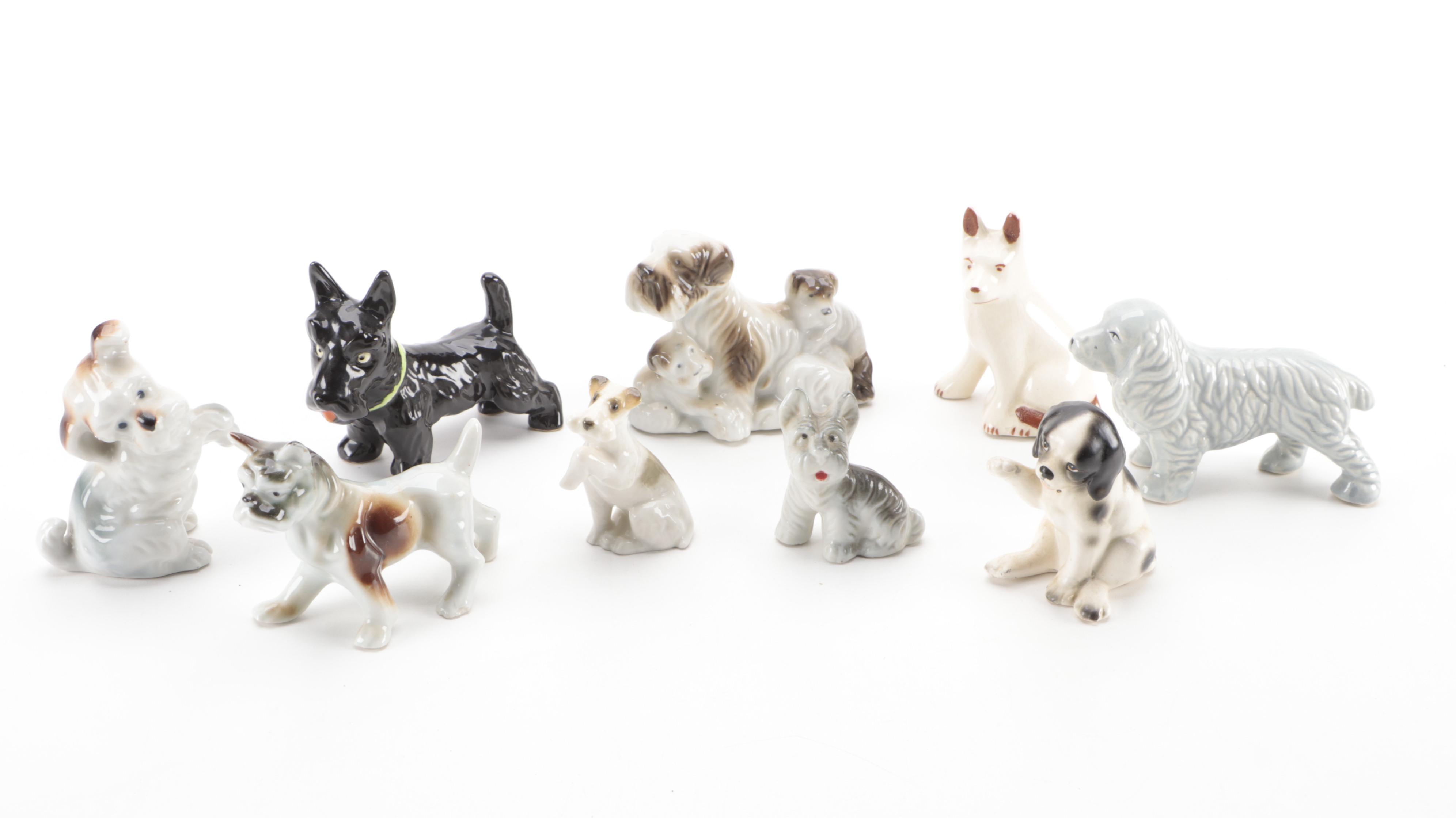 Norleans Spaniel and Other Japanese Ceramic and Plastic Dog Figurines