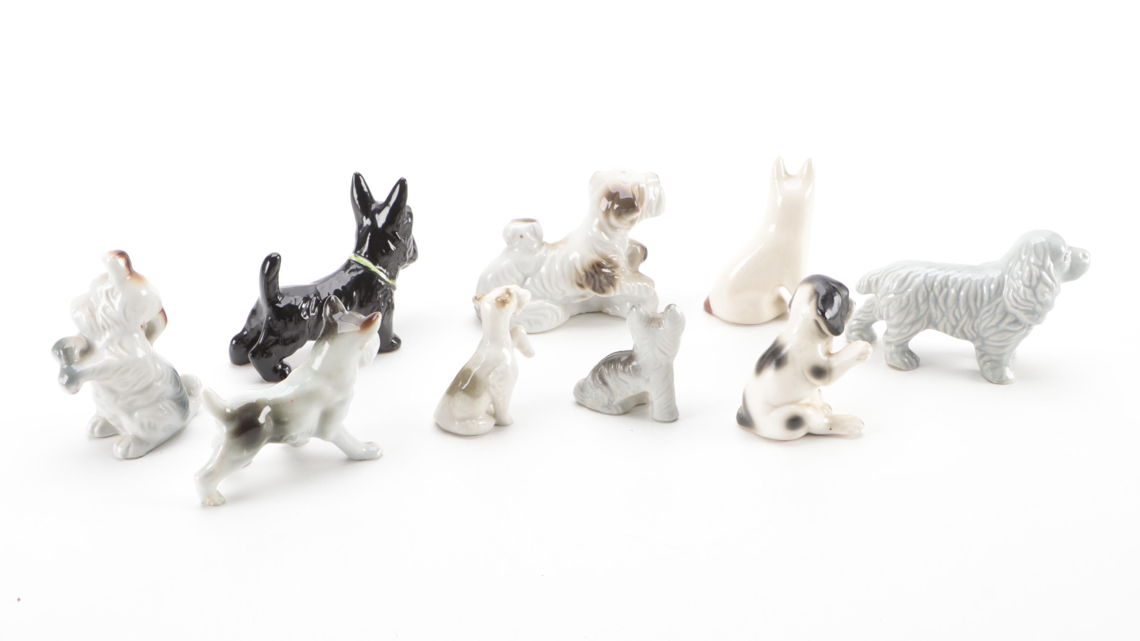 Norleans Spaniel and Other Japanese Ceramic and Plastic Dog Figurines