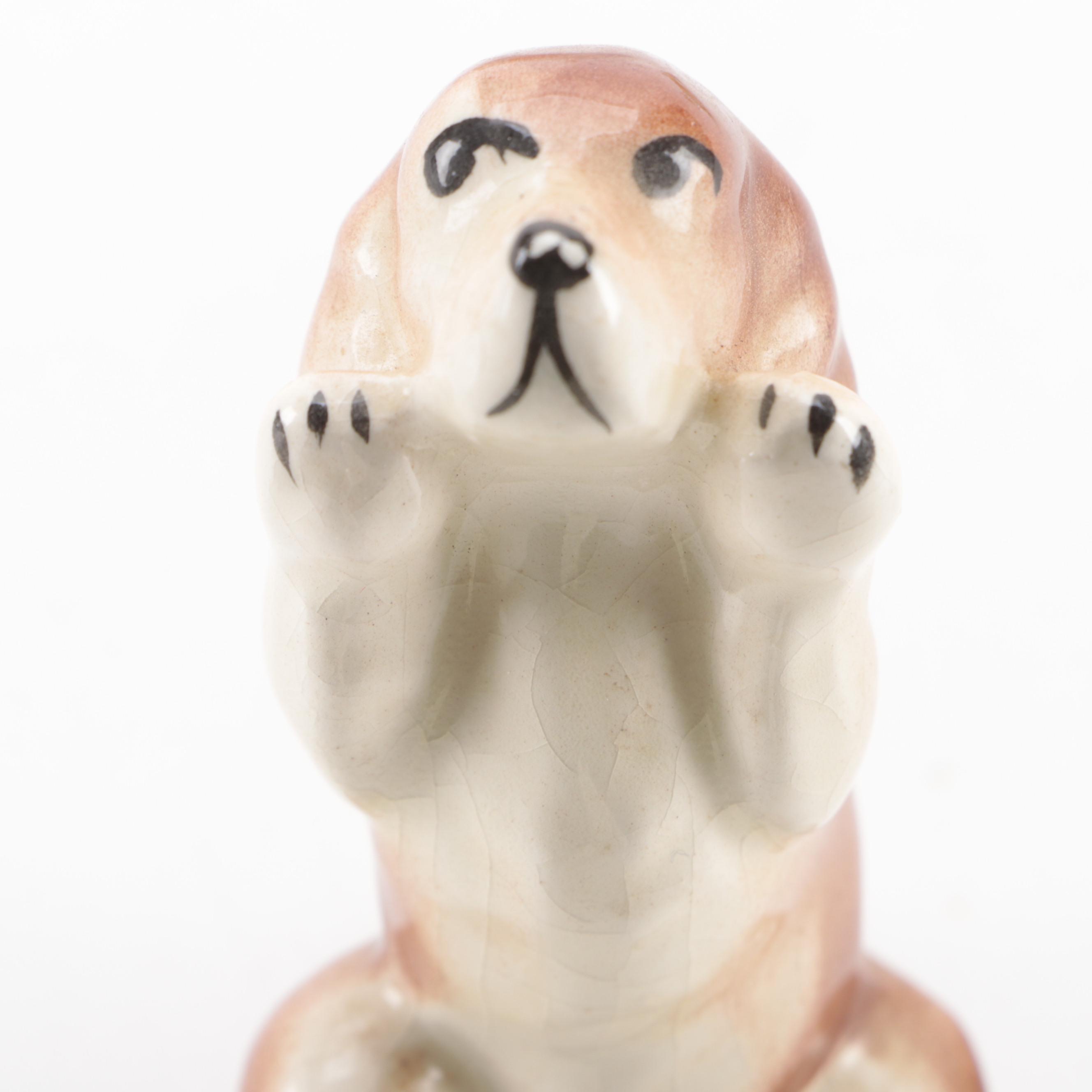 Norleans Spaniel and Other Japanese Ceramic and Plastic Dog Figurines