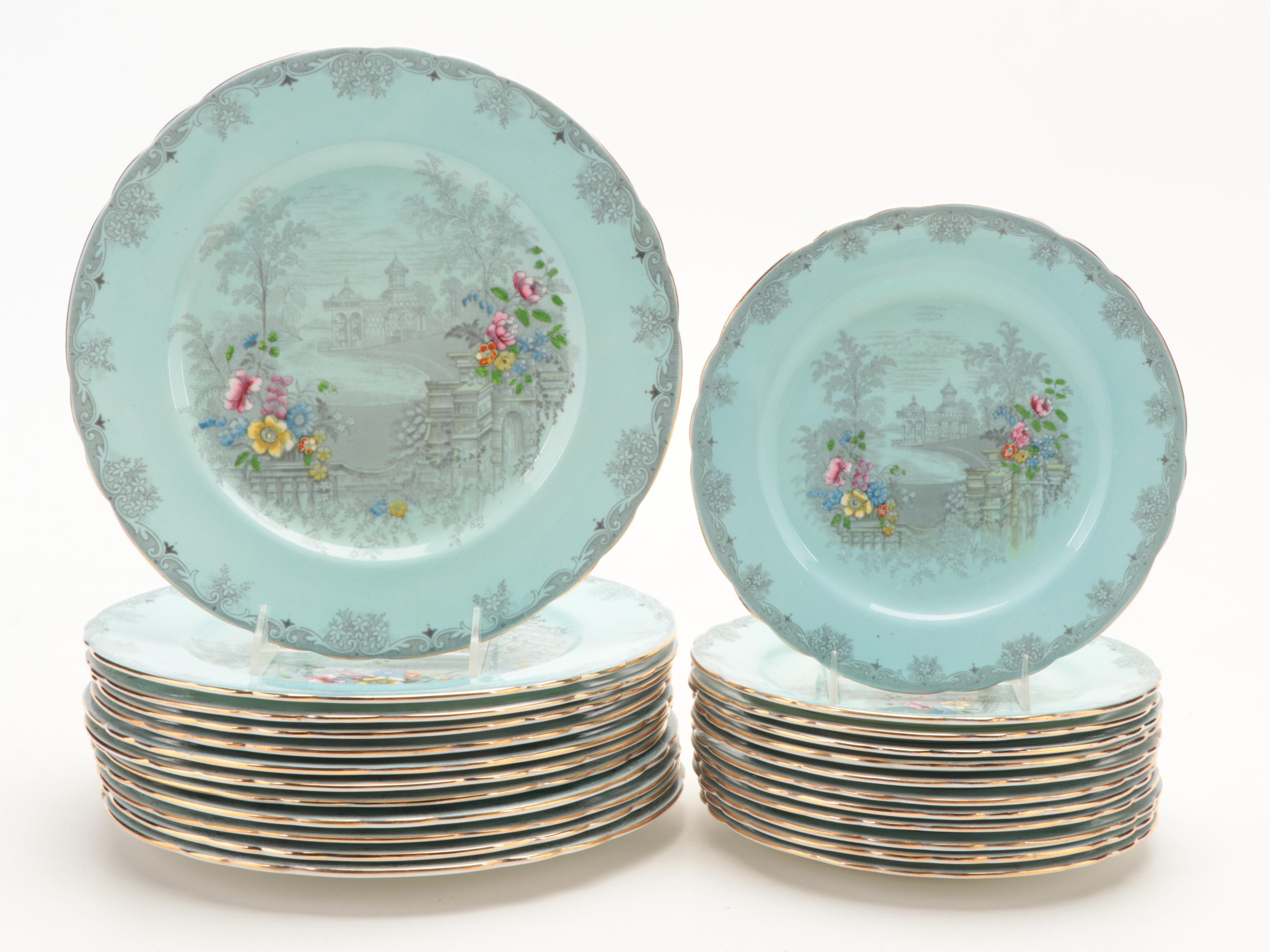 Aynsley English Bone China "Queen's Garden" Dinnerware, Mid-20th Century