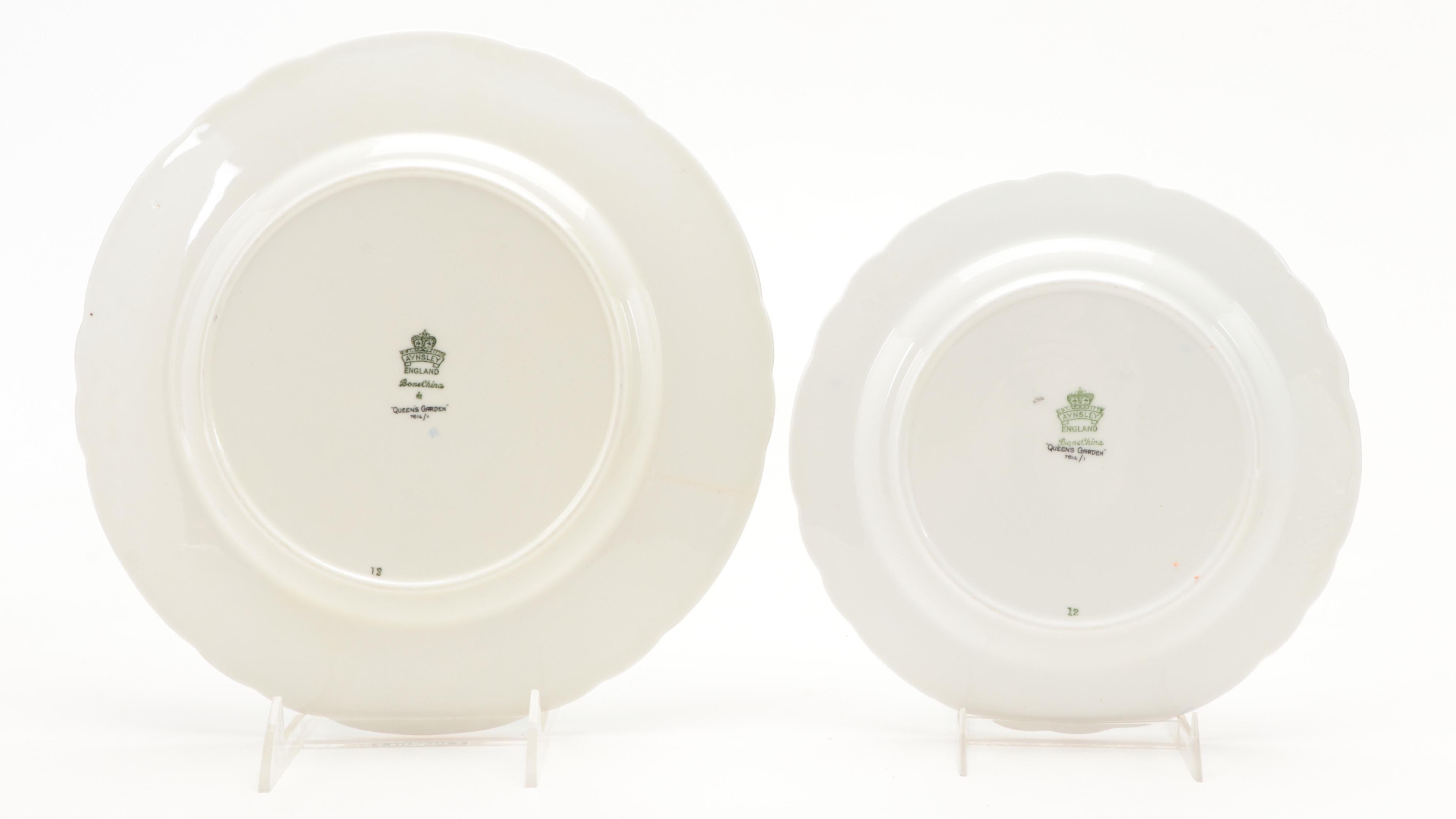 Aynsley English Bone China "Queen's Garden" Dinnerware, Mid-20th Century