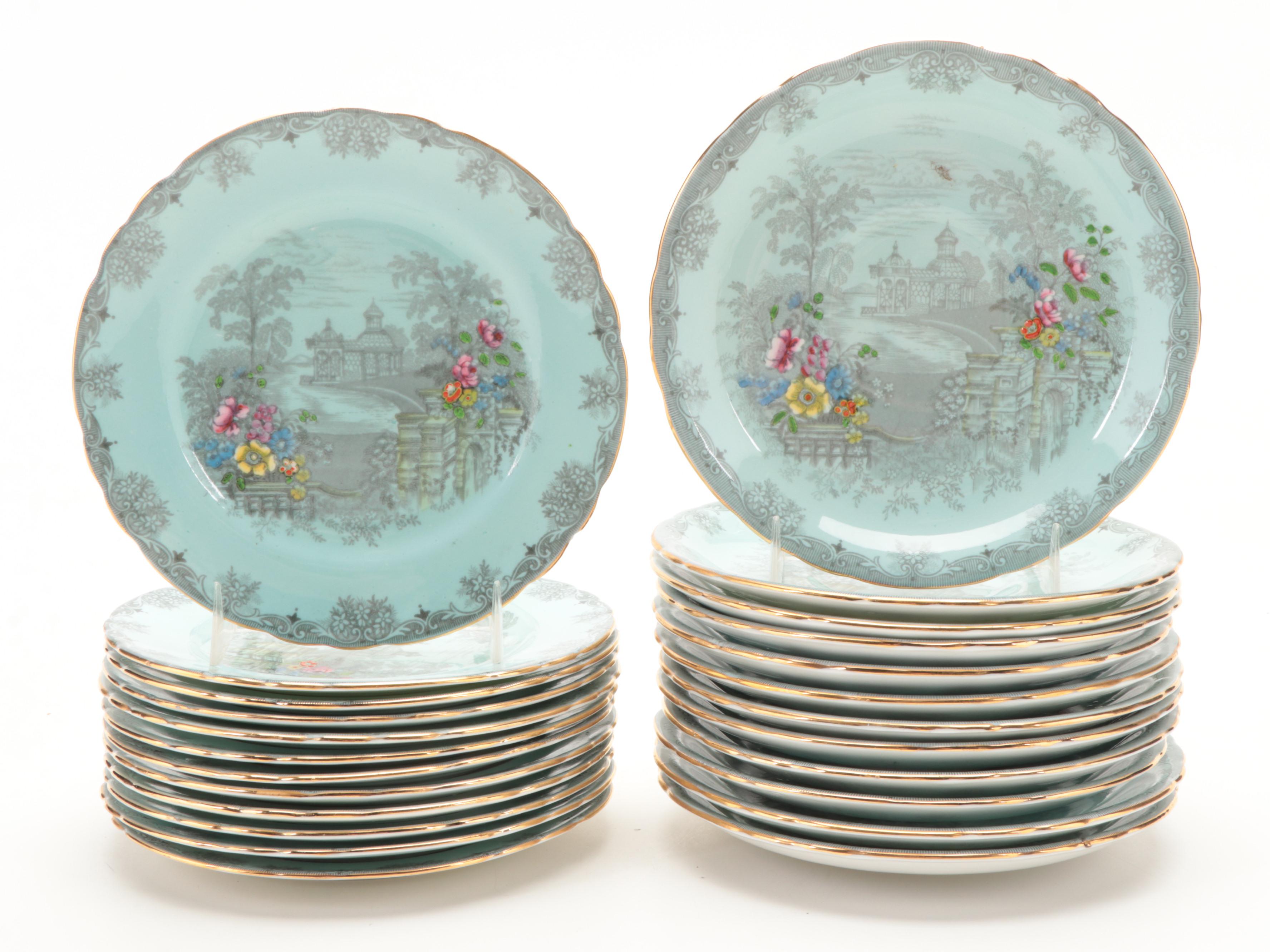 Aynsley English Bone China "Queen's Garden" Dinnerware, Mid-20th Century