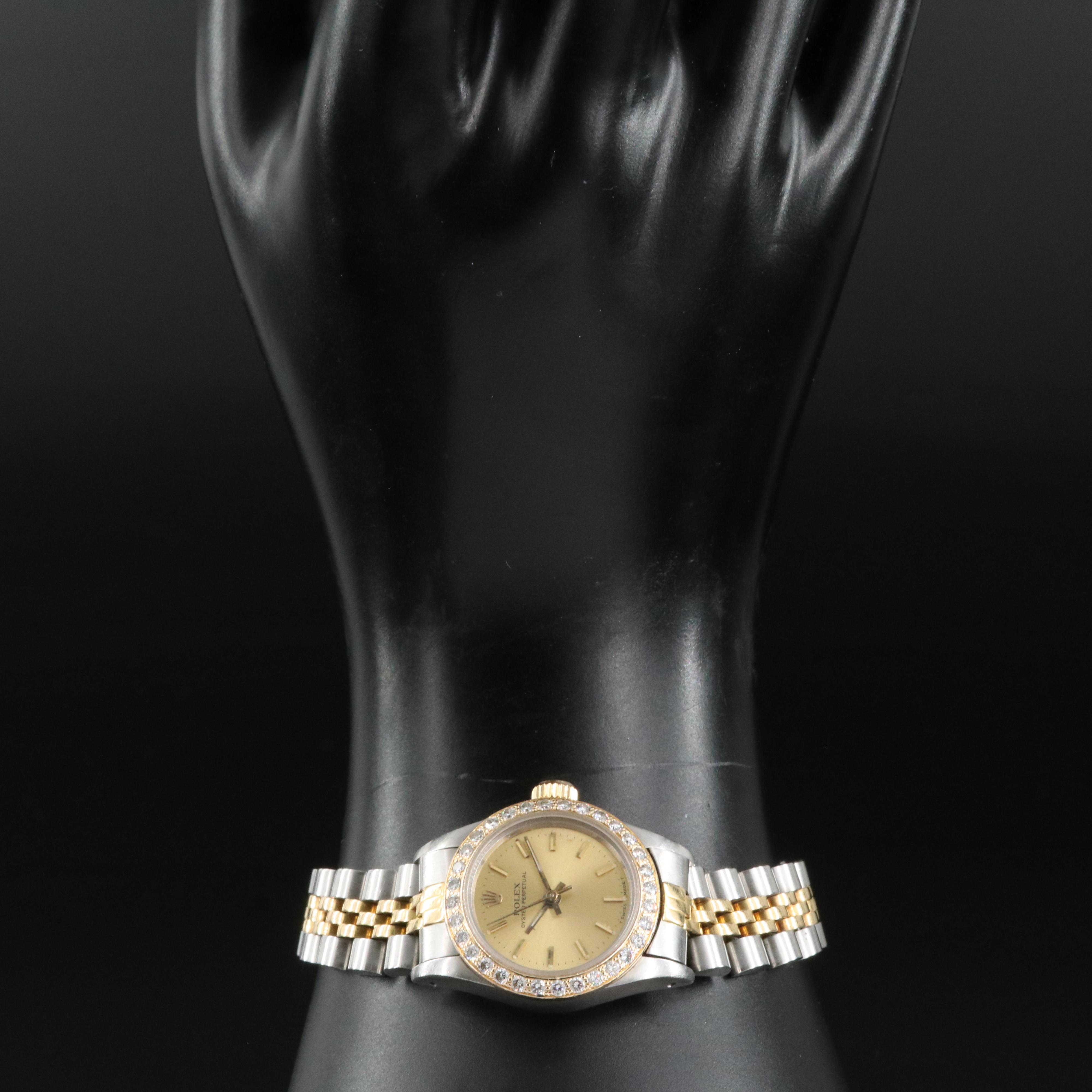 1986 Rolex Oyster Perpetual Diamond Bezel Watch