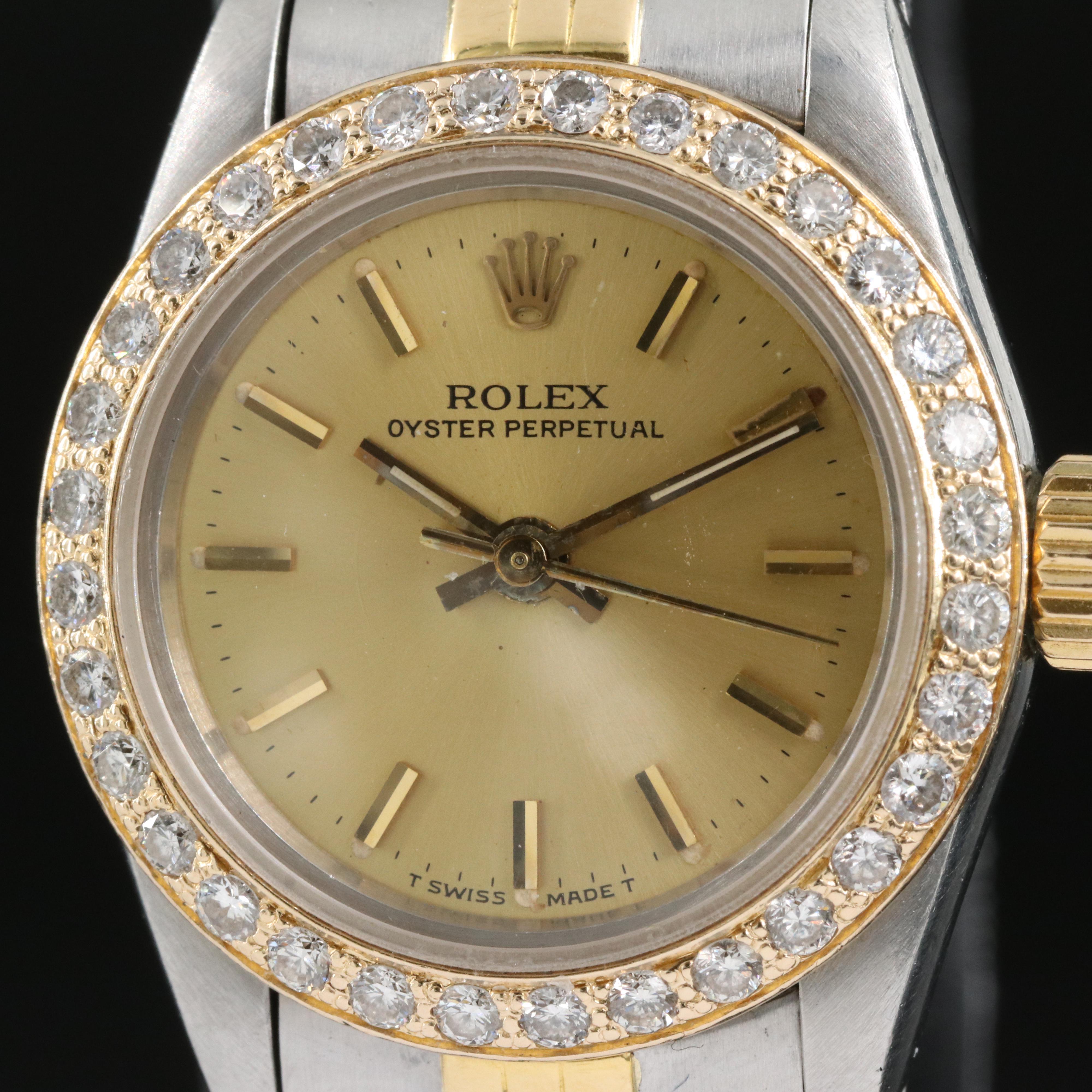 1986 Rolex Oyster Perpetual Diamond Bezel Watch