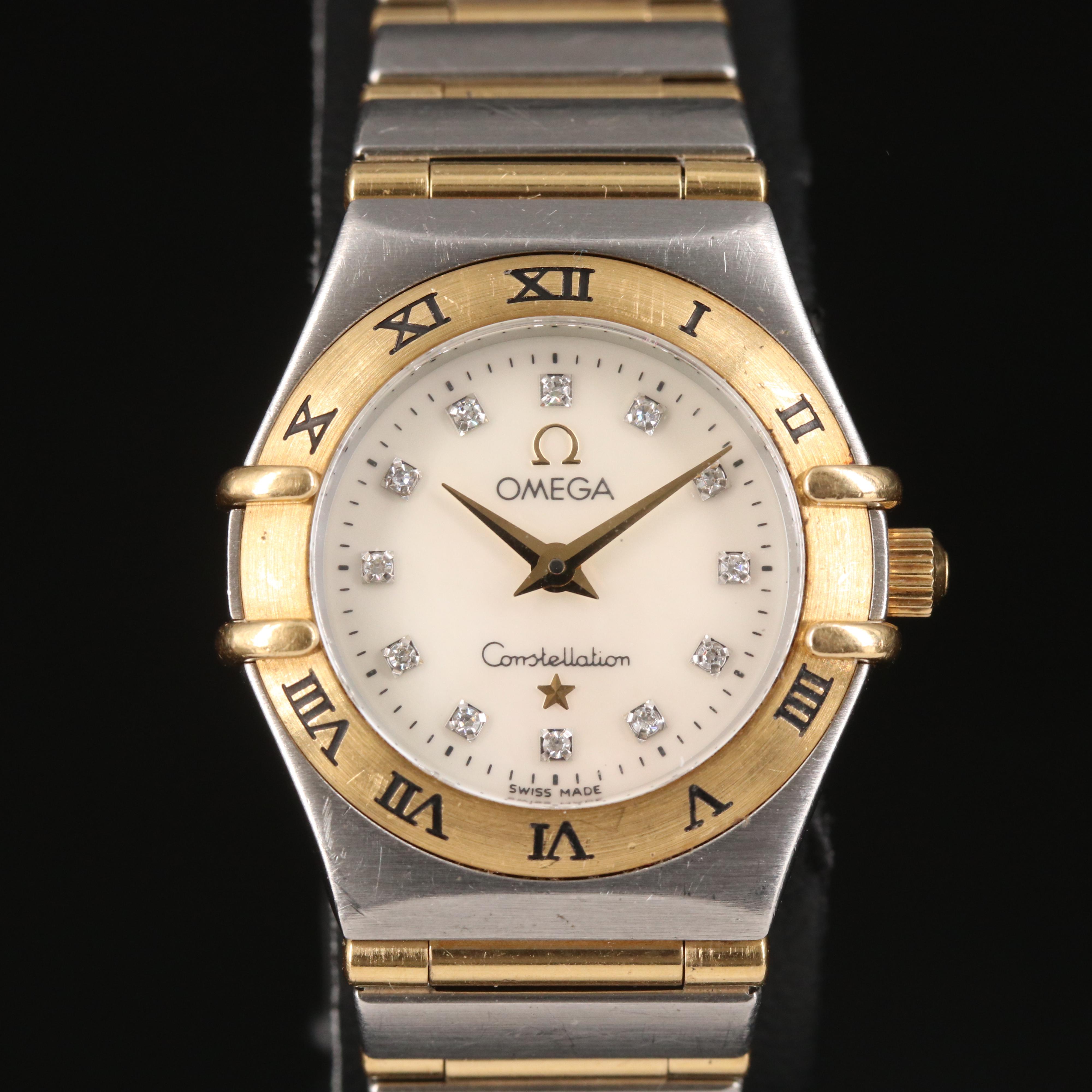 1998 Omega Constellation Diamond, Mother-of-Pearl, 18K and Stainless Watch