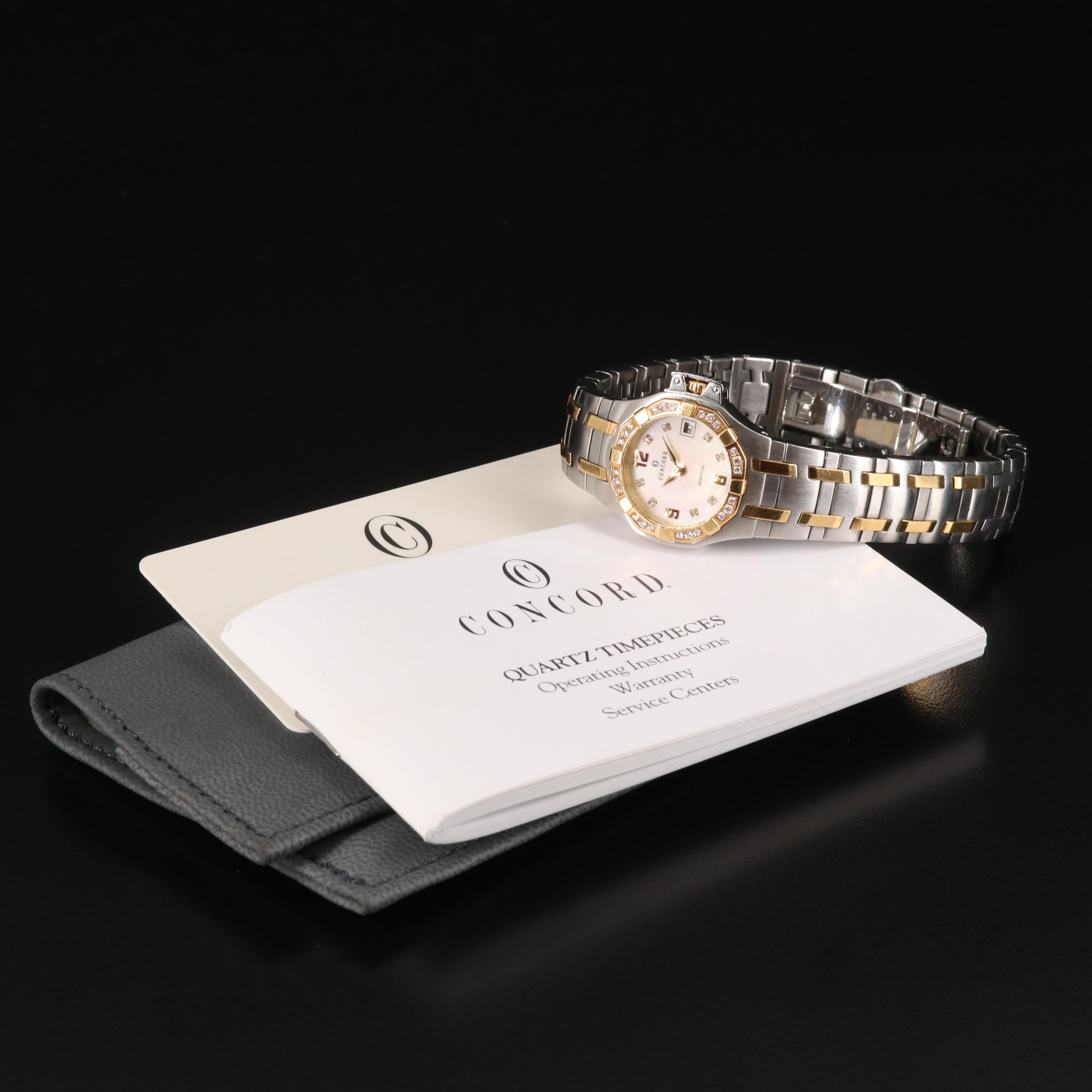 18K and Stainless Steel Concord Saratoga Diamond Quartz Watch