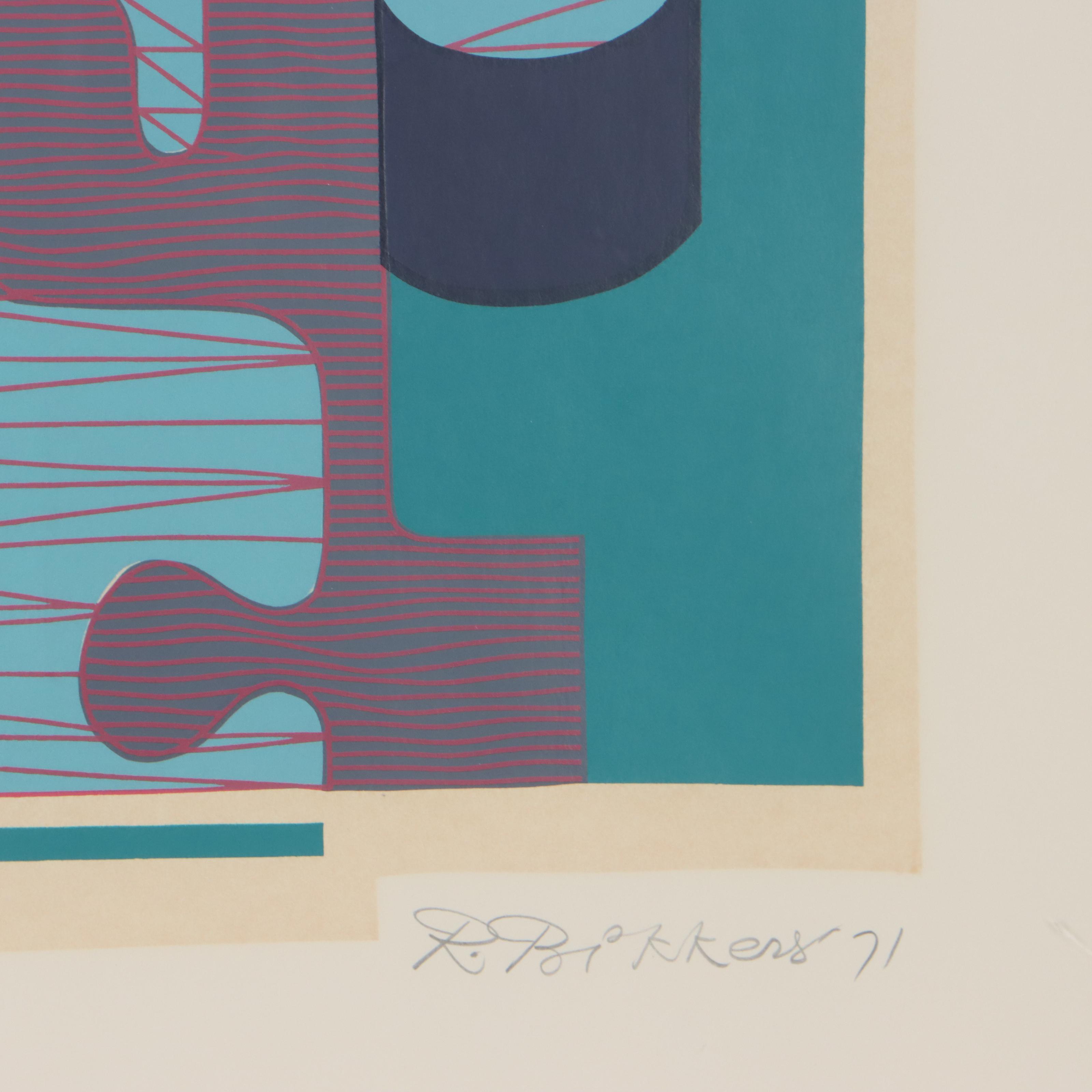 Rudolf Bikkers Abstract Serigraph "Finale," 1971