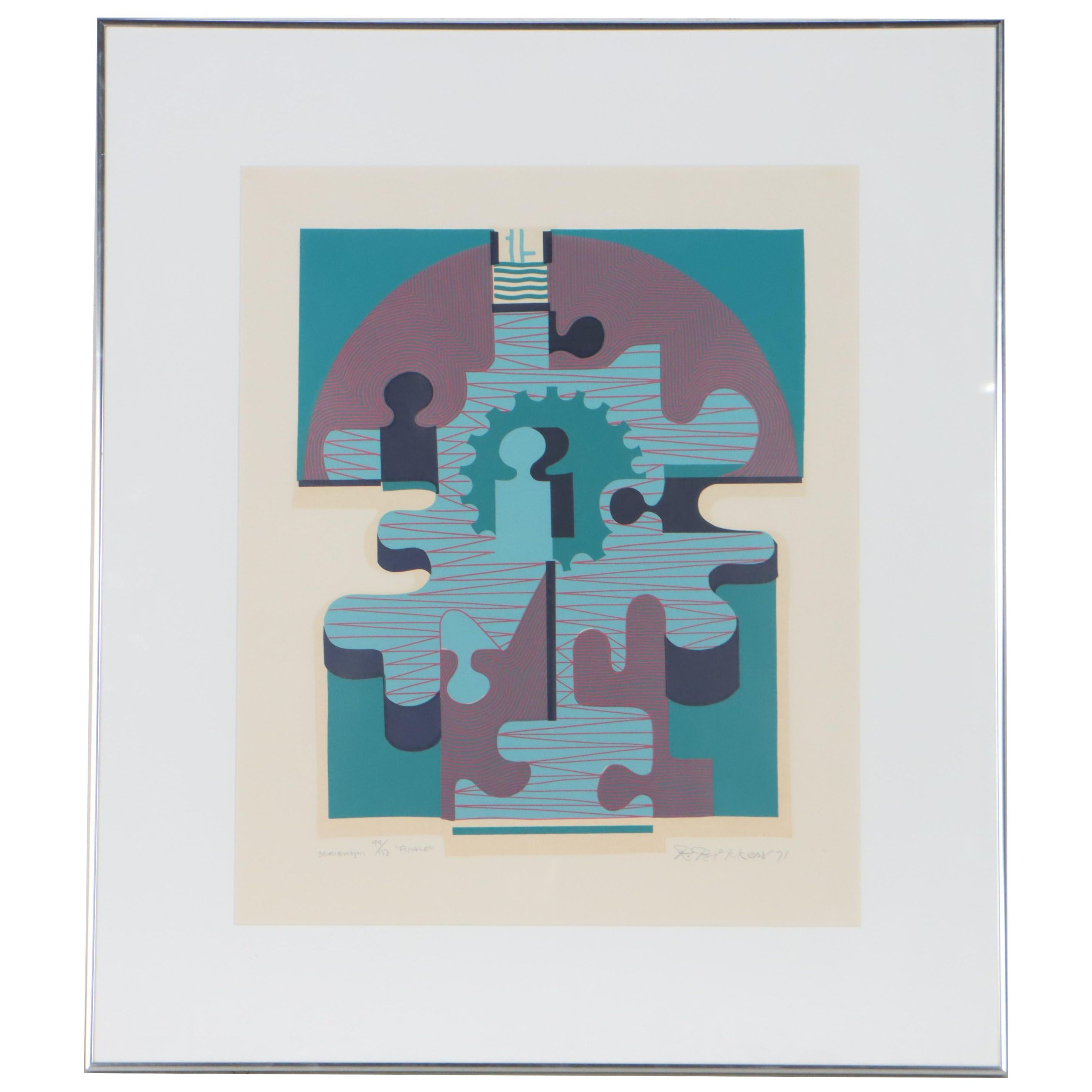 Rudolf Bikkers Abstract Serigraph "Finale," 1971