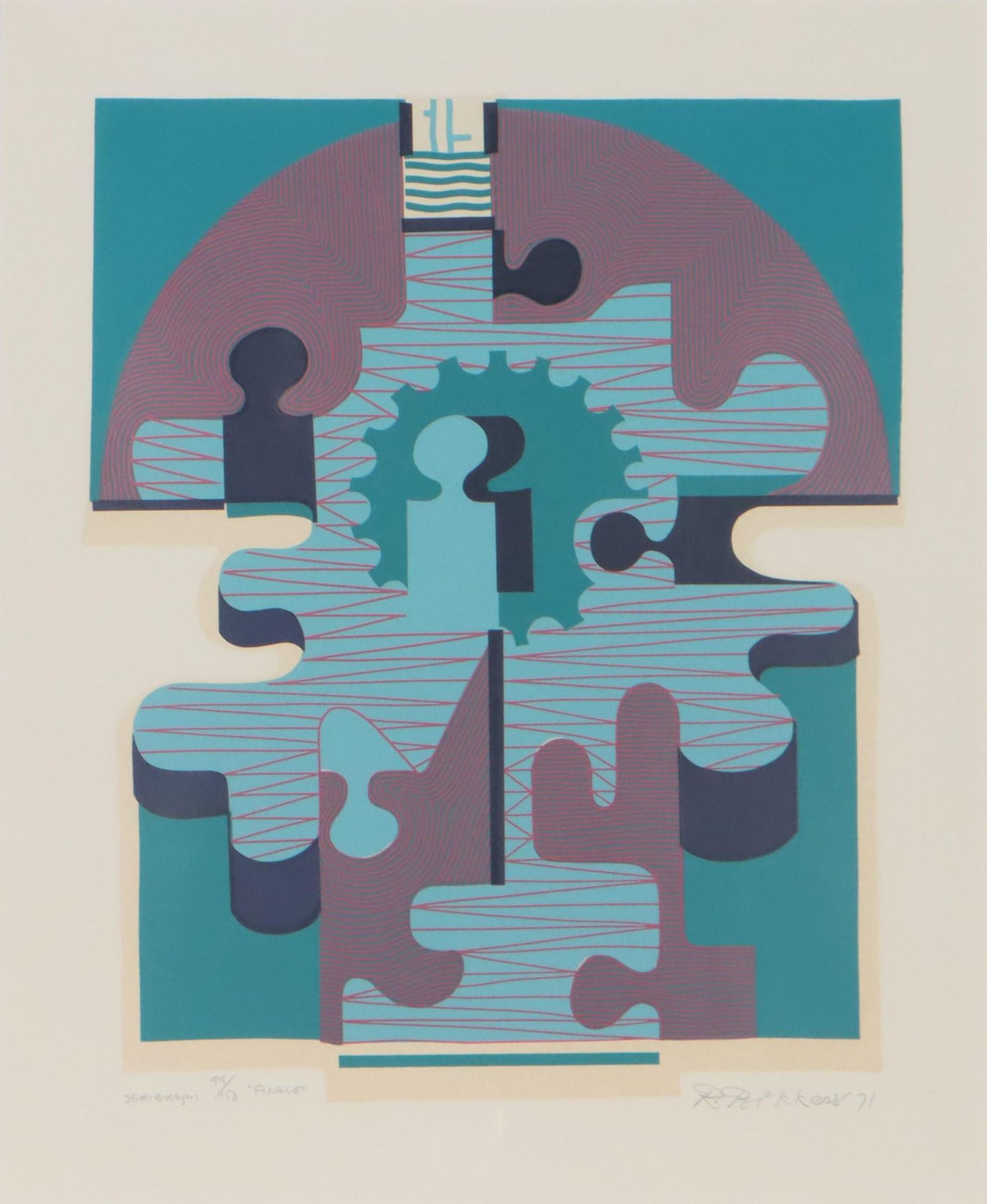 Rudolf Bikkers Abstract Serigraph "Finale," 1971