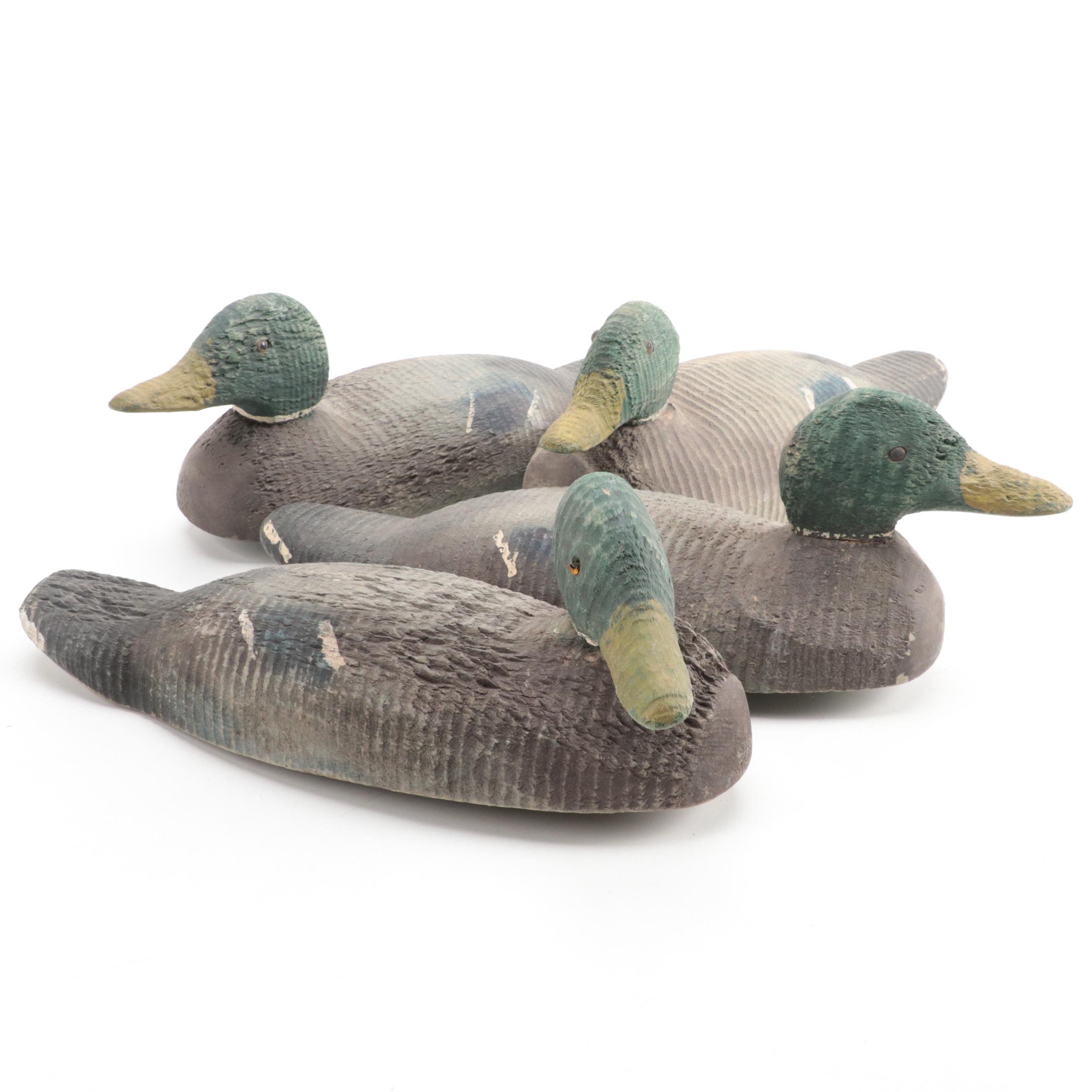 Folk Art Carved Wood Mallard Ducks Decoys