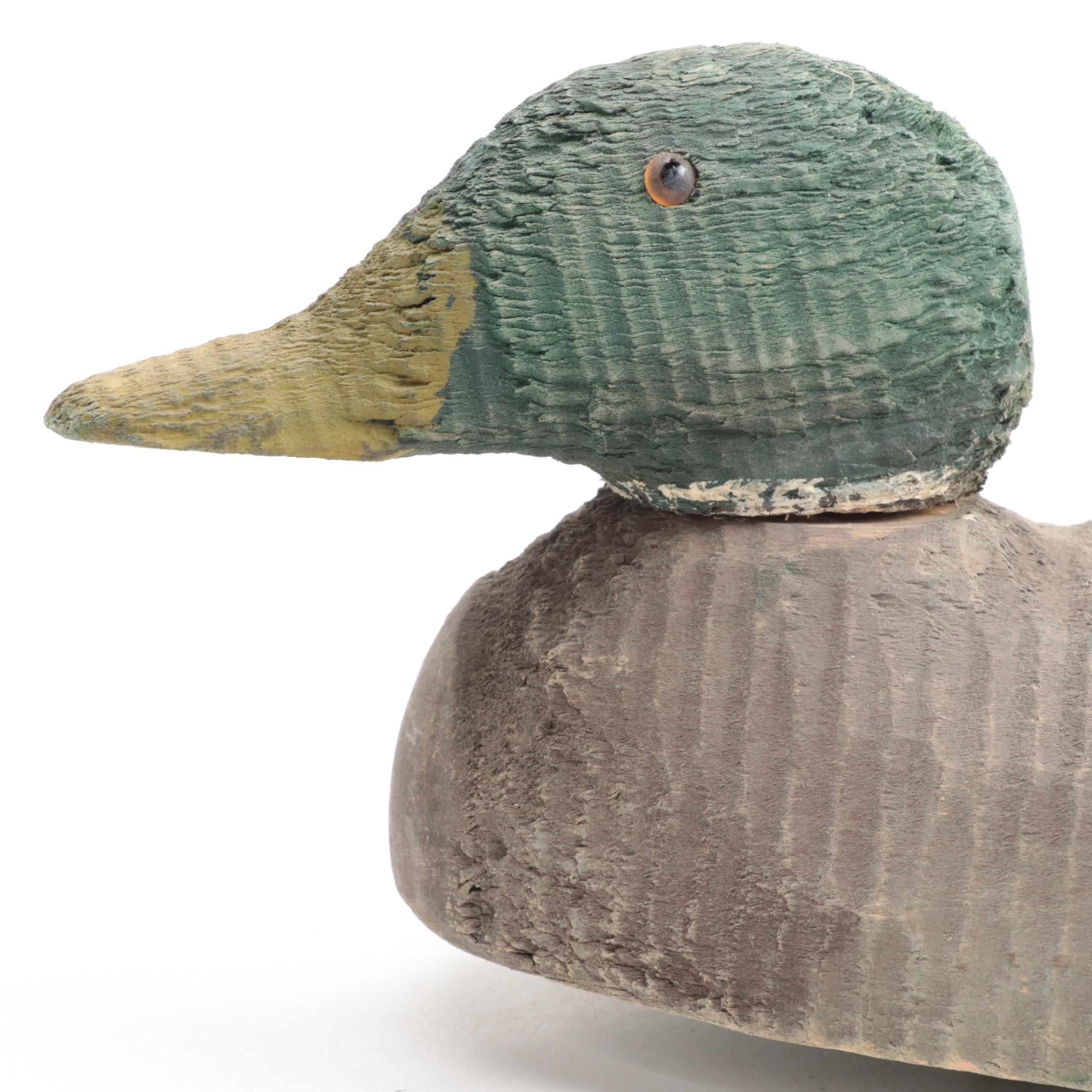 Folk Art Carved Wood Mallard Ducks Decoys