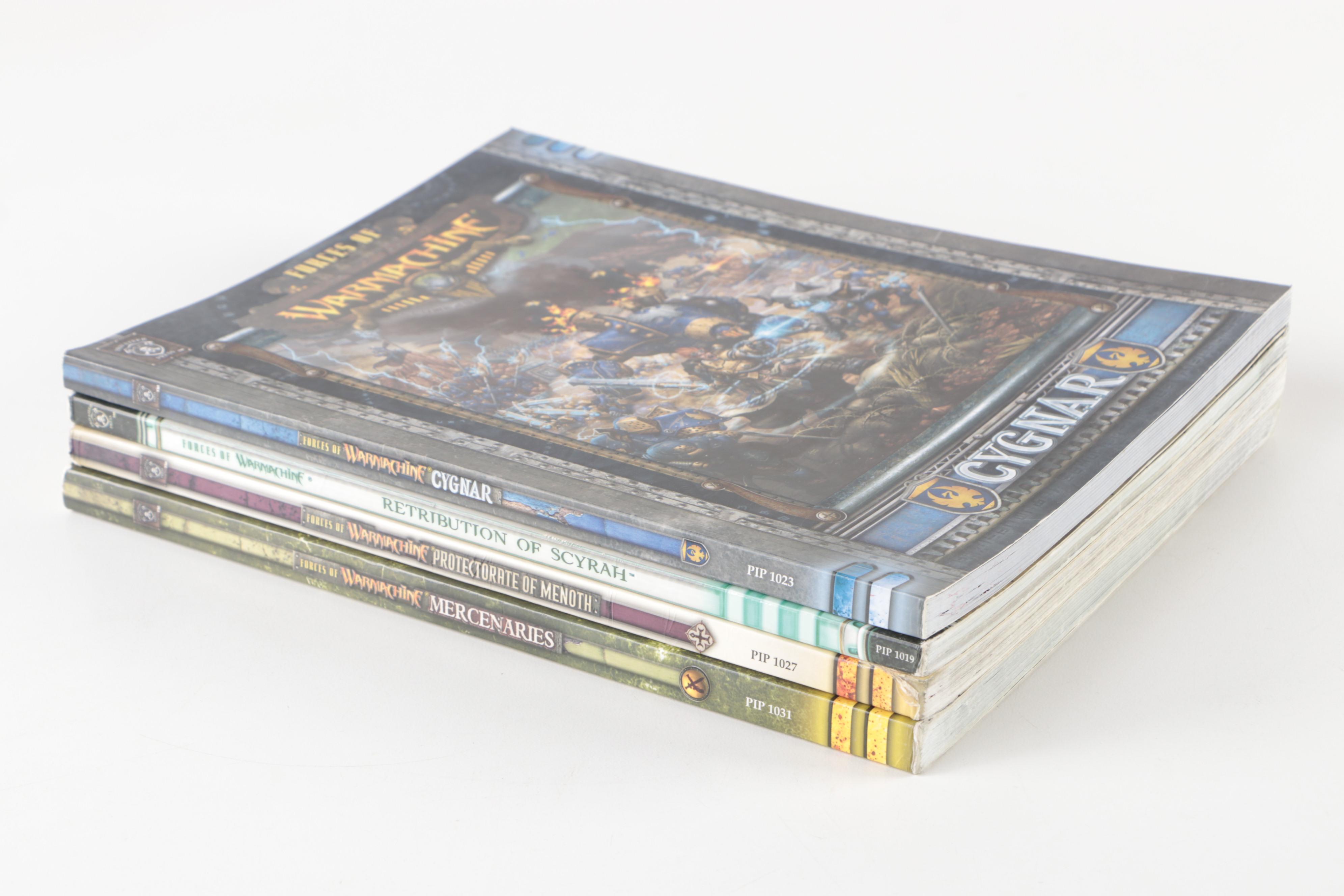 Warhammer Battle Book and Four Forces of Warmachine Books with Cygnar, More