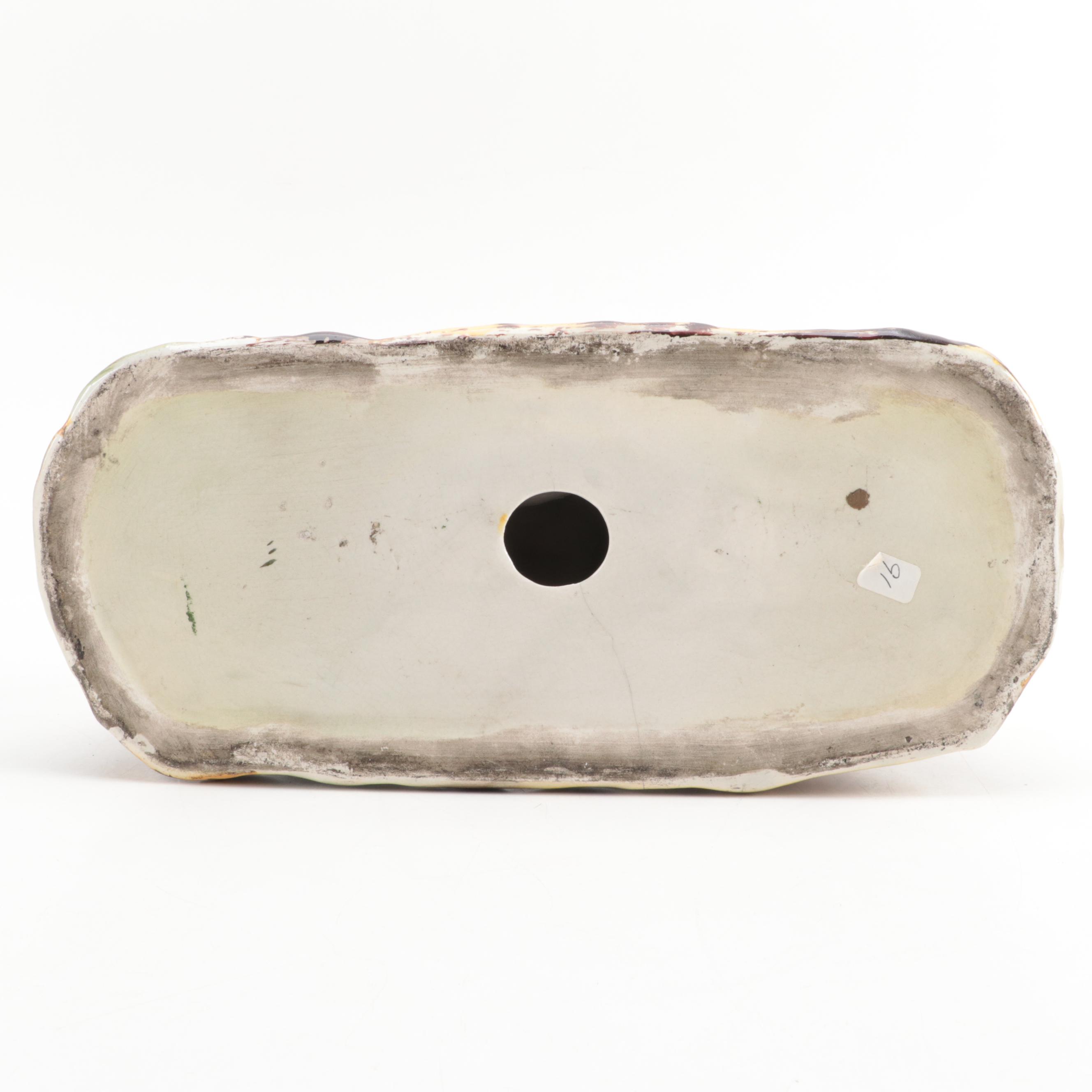 Staffordshire Recumbent Lion Figurine with Glass Eyes, 20th Century